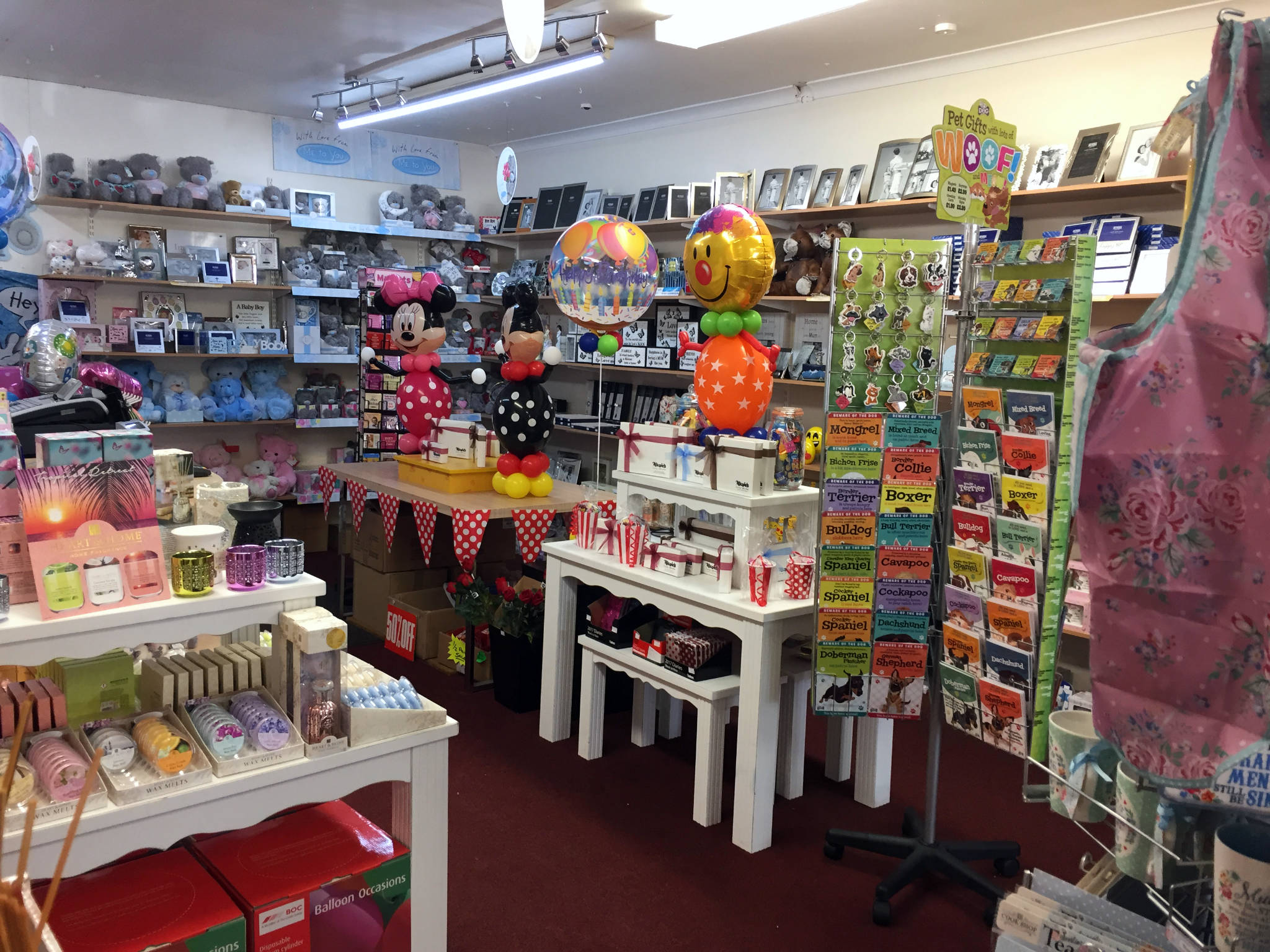 Inside our retail shop which sells balloons, cards, gifts and party ware