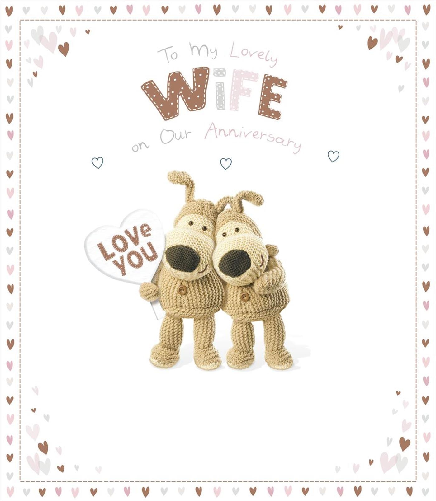 Front of Anniversary Wife Boofle's Love You Greetings Card