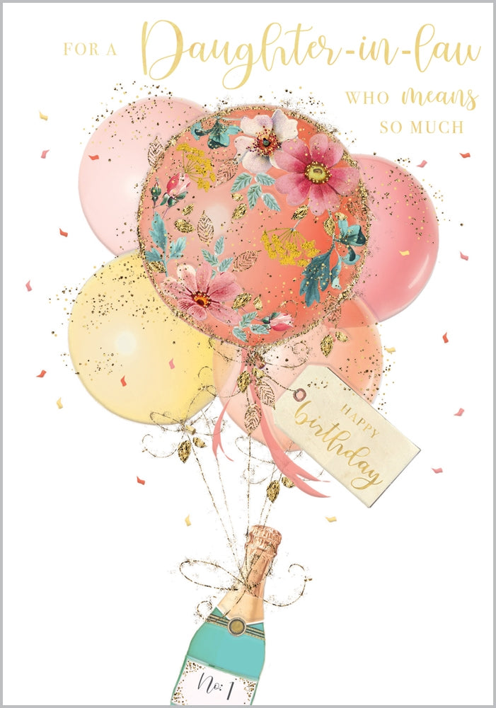 Front of Daughter-in-Law Balloons & Bubbly Card
