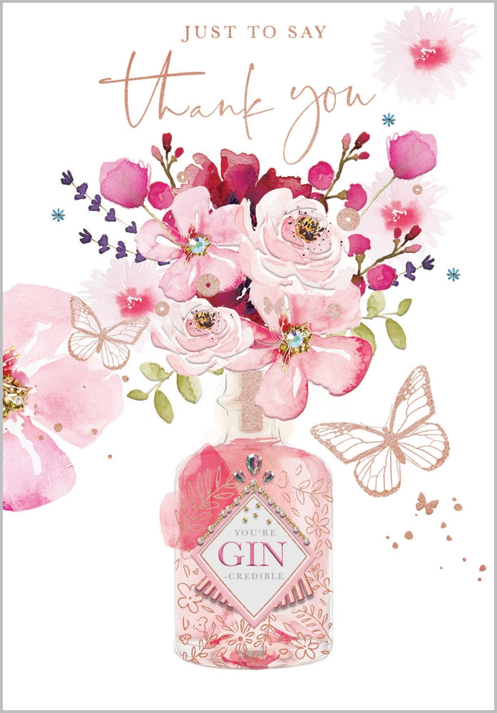 Front of Thank You Gin Flowers Card