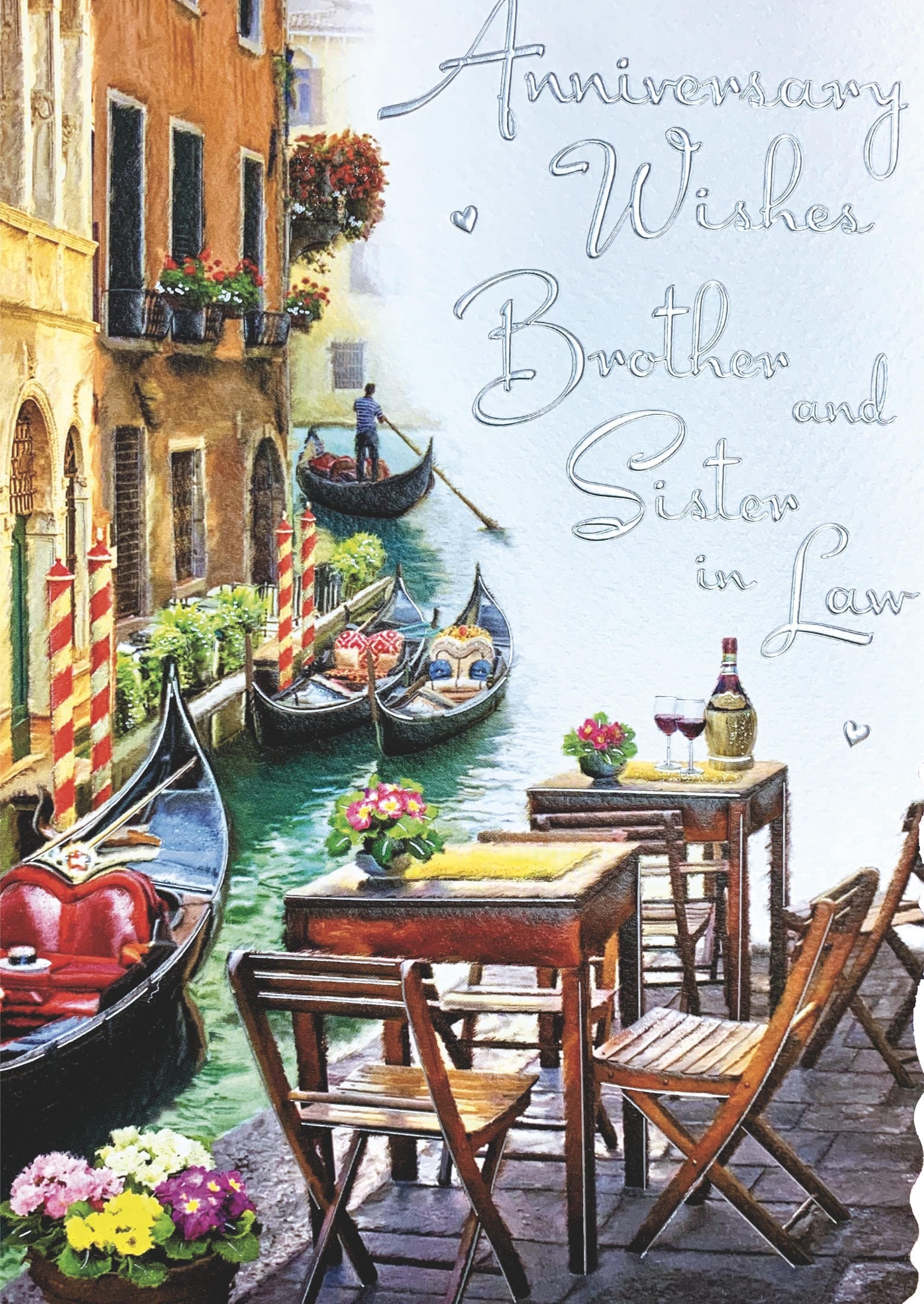 Front of Brother & Sister in Law Anniversary Venice Card