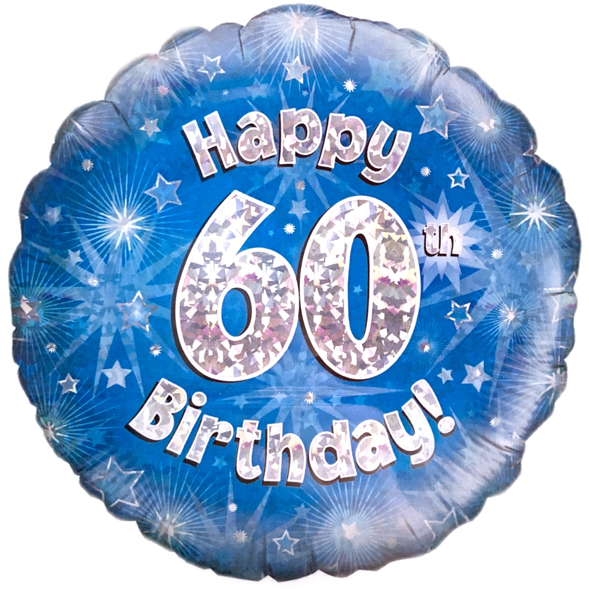 Happy 60th Birthday Blue Holographic Balloon