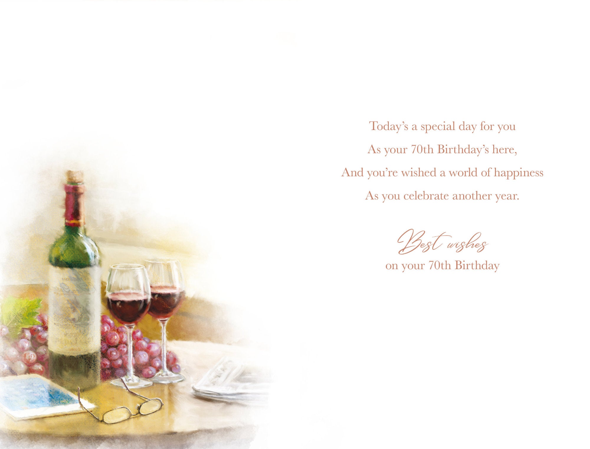 Inside of Your 70th Birthday Wine & Glasses Card