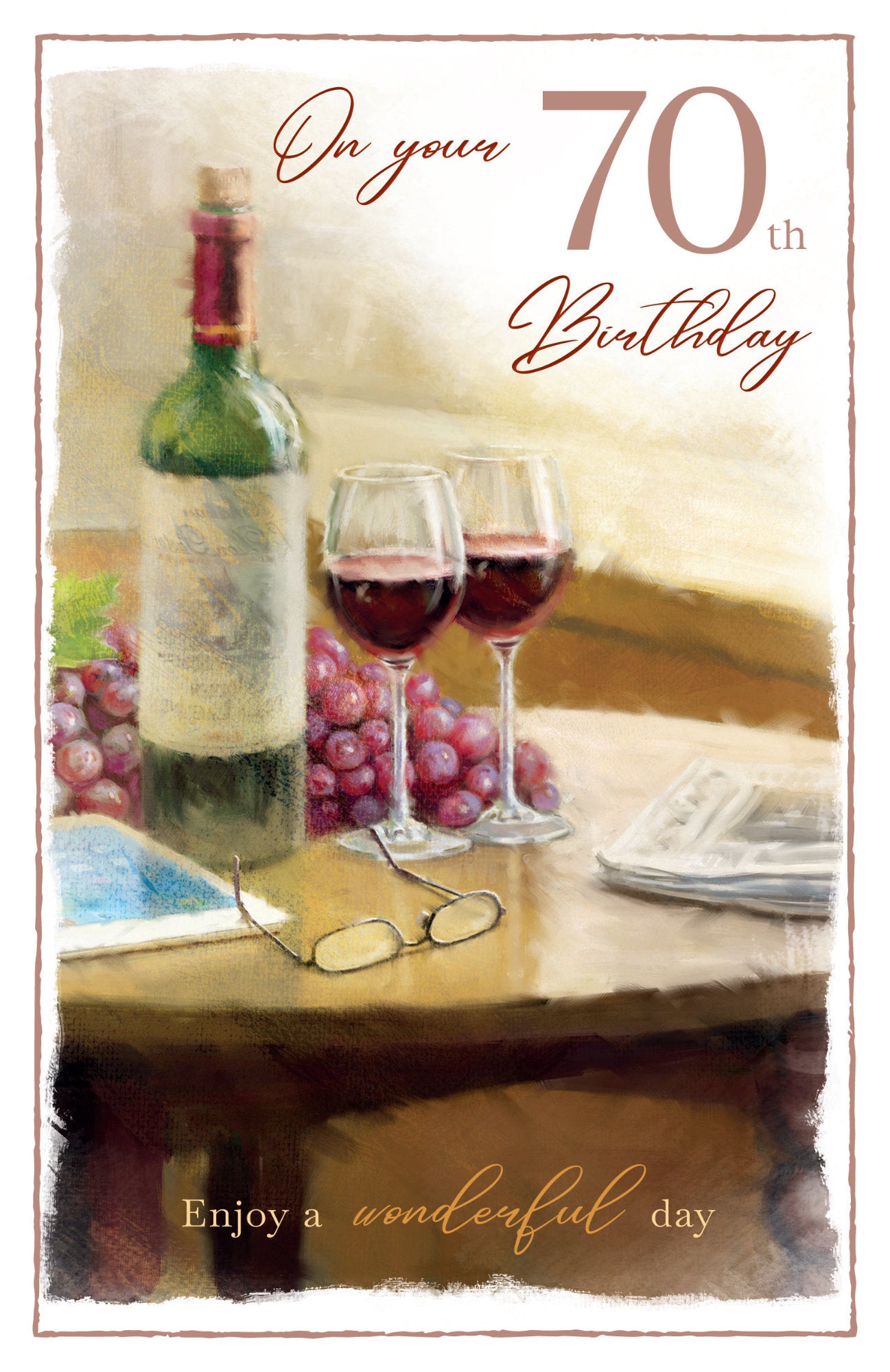 Front of Your 70th Birthday Wine & Glasses Card