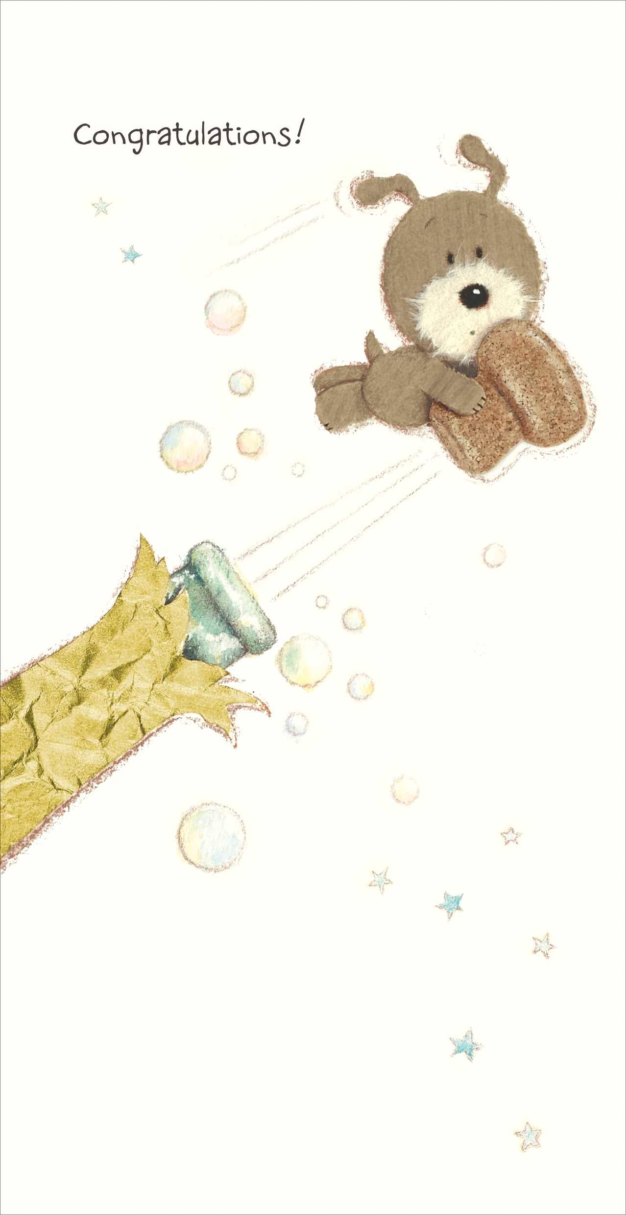 Front of Congratulations! Popping Cork Greetings Card