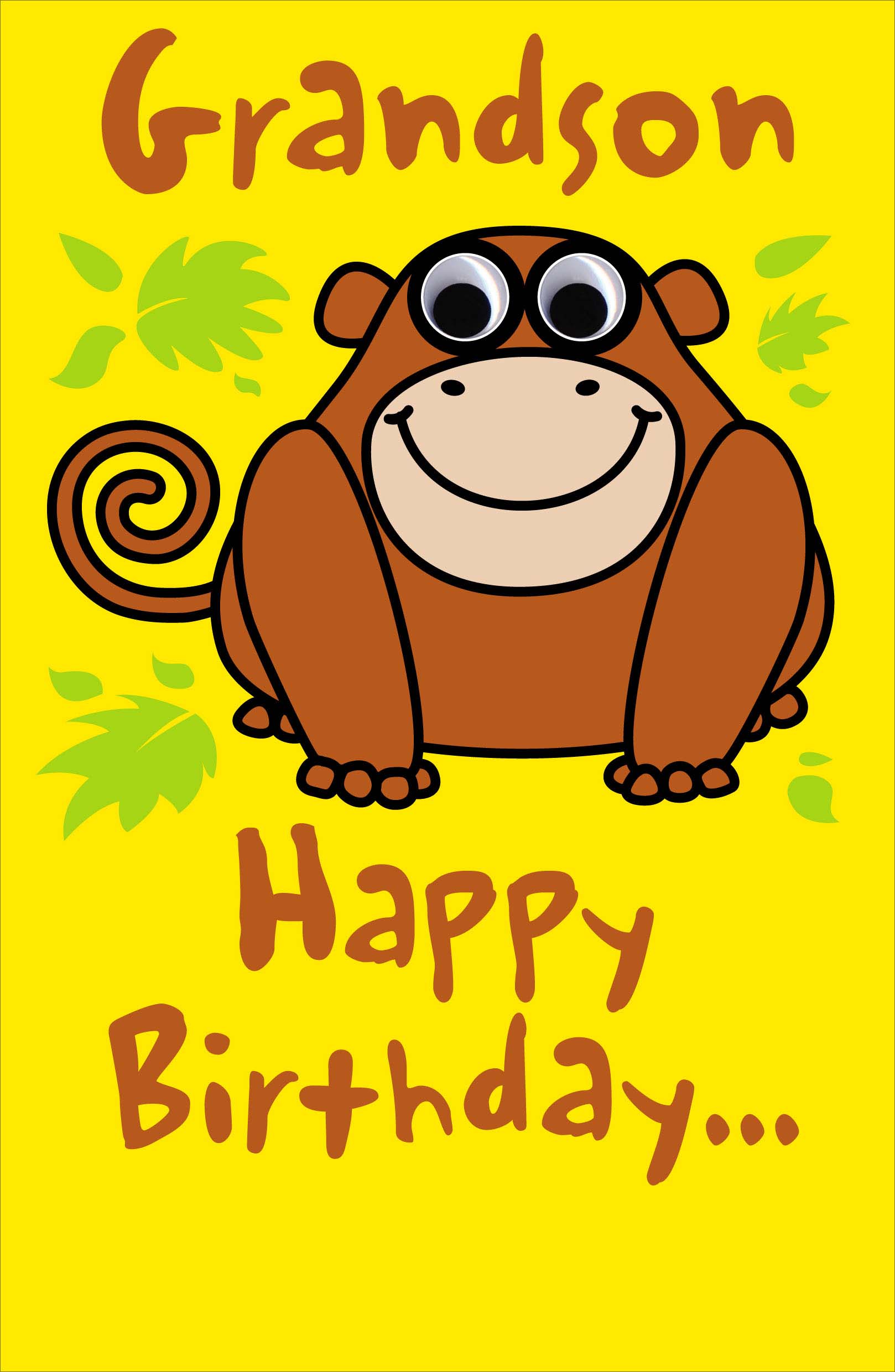 Front of Birthday Grandson Cheeky Monkey Greetings Card