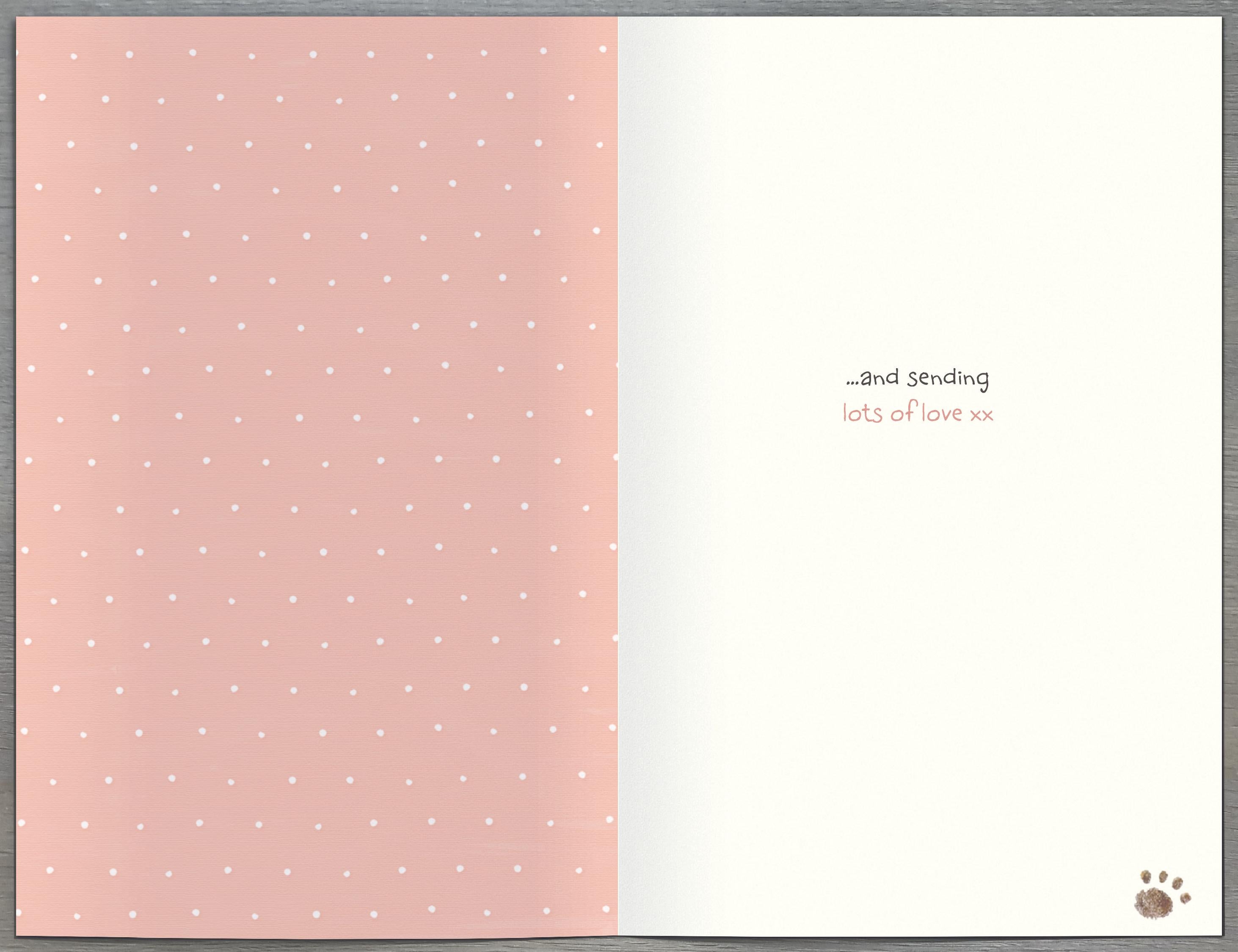 Inside of Thinking of You Dog with Flower Greetings Card