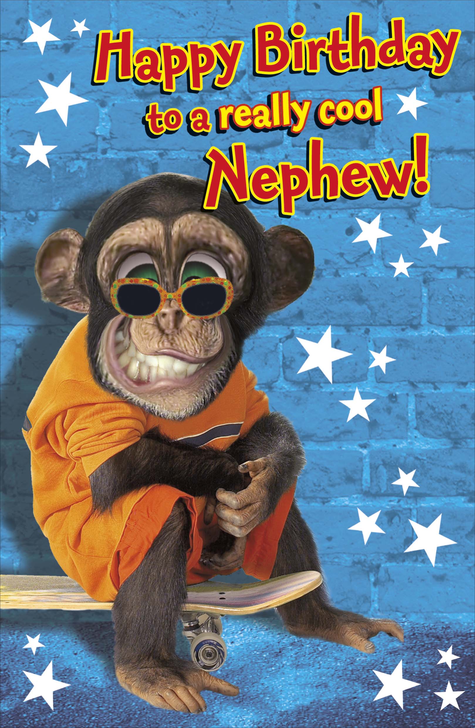 Front of Really Cool Nephew Birthday Monkey Greetings Card