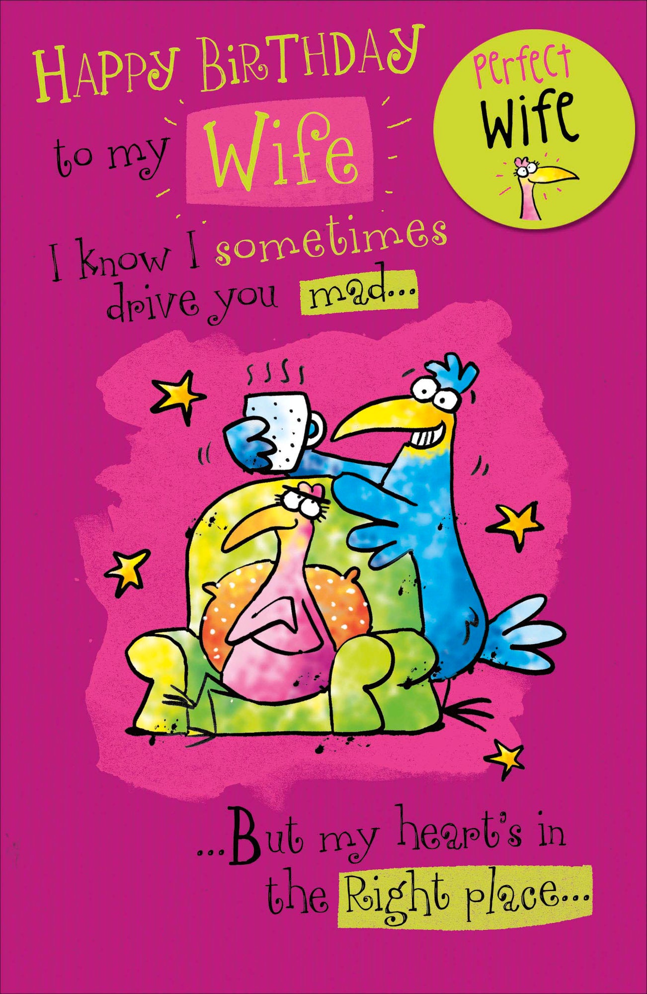 Front of Birthday Wife Drive You Mad Funny Card