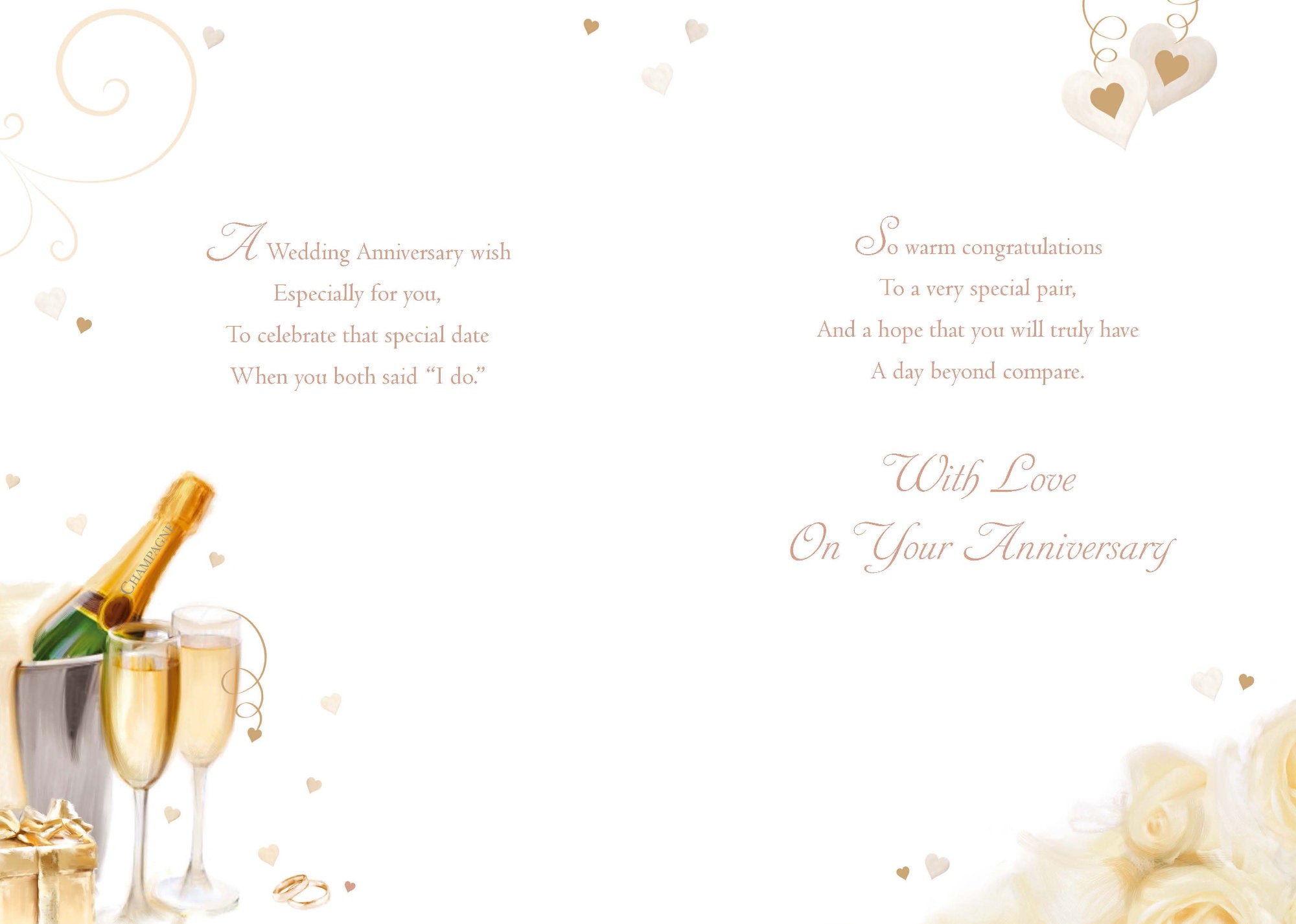 Inside of Sister & Brother in Law Anniversary Champers Card