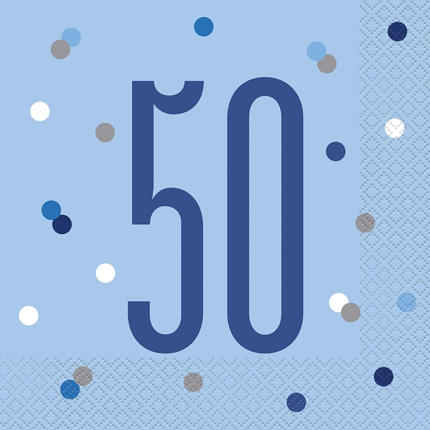 Napkins Happy 50th Birthday Pk16 Blue