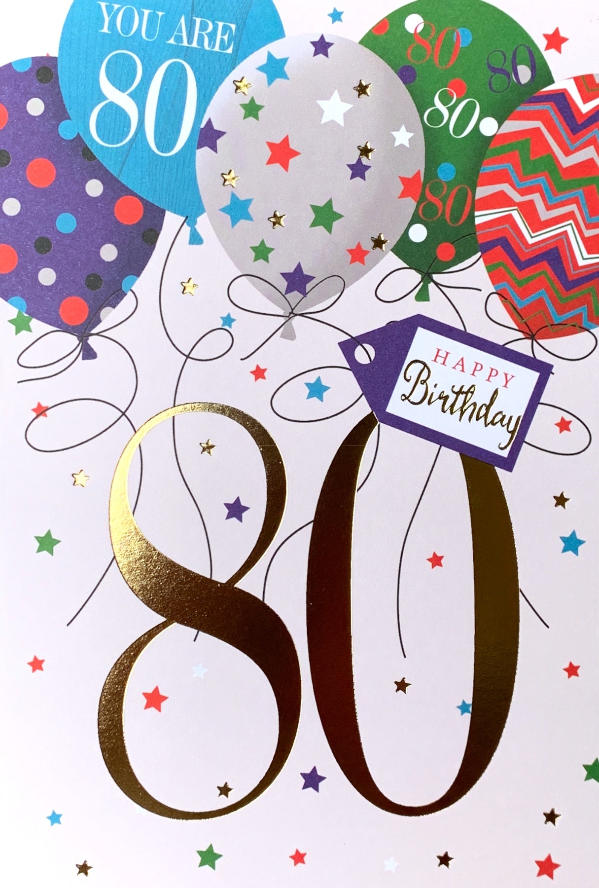 80 Today Balloons & Stars Card