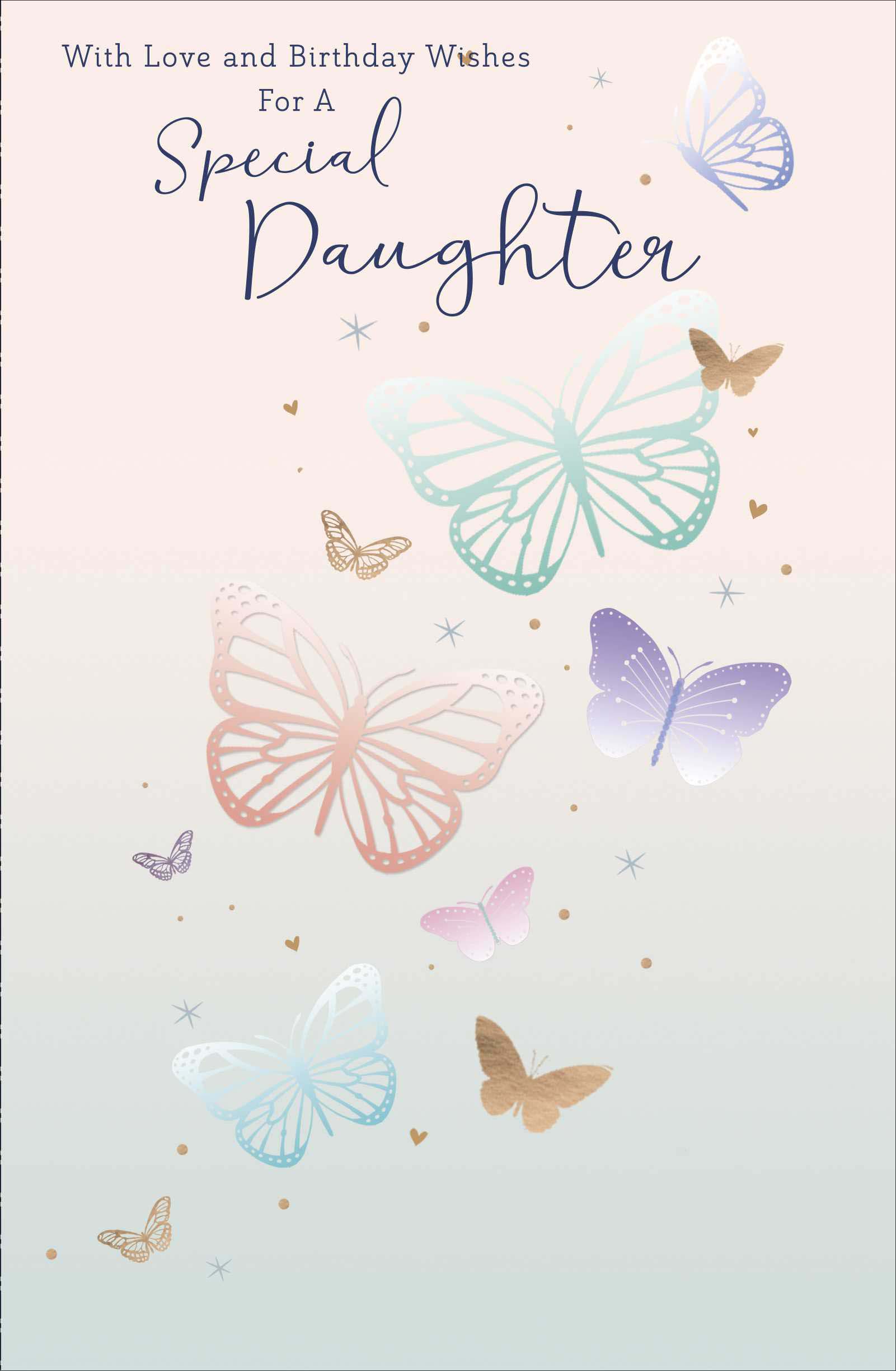 Front of Birthday Wishes Special Loved Daughter Greetings Card
