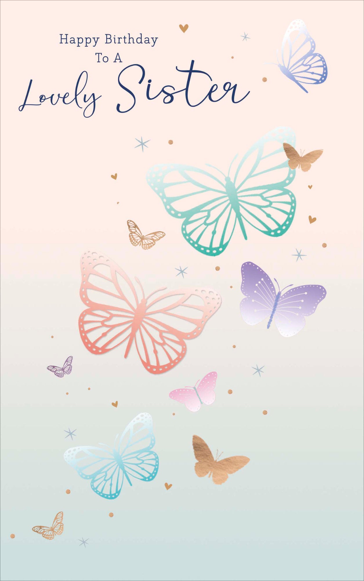 Front of Lovely Sister Birthday Butterflies Card
