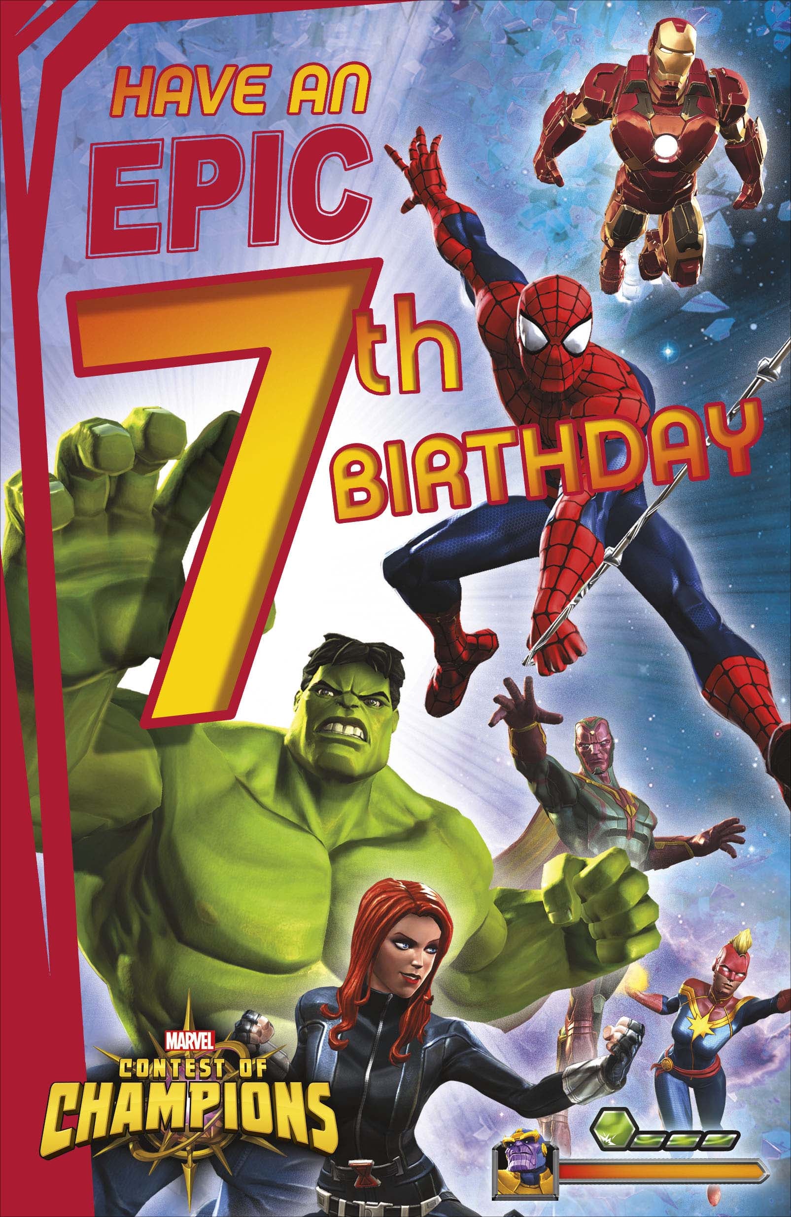 Front of Epic 7th Birthday Champions Greetings Card