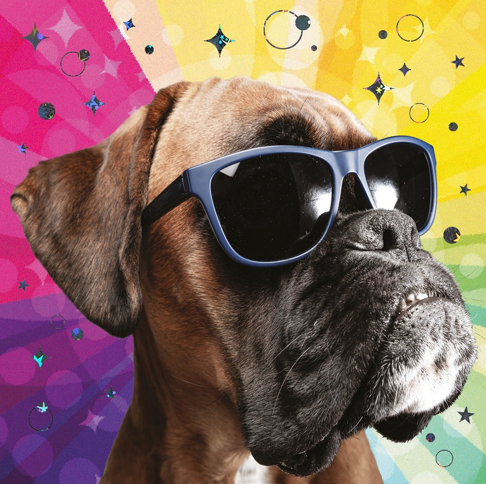 Boxer In Glasses Funny Card