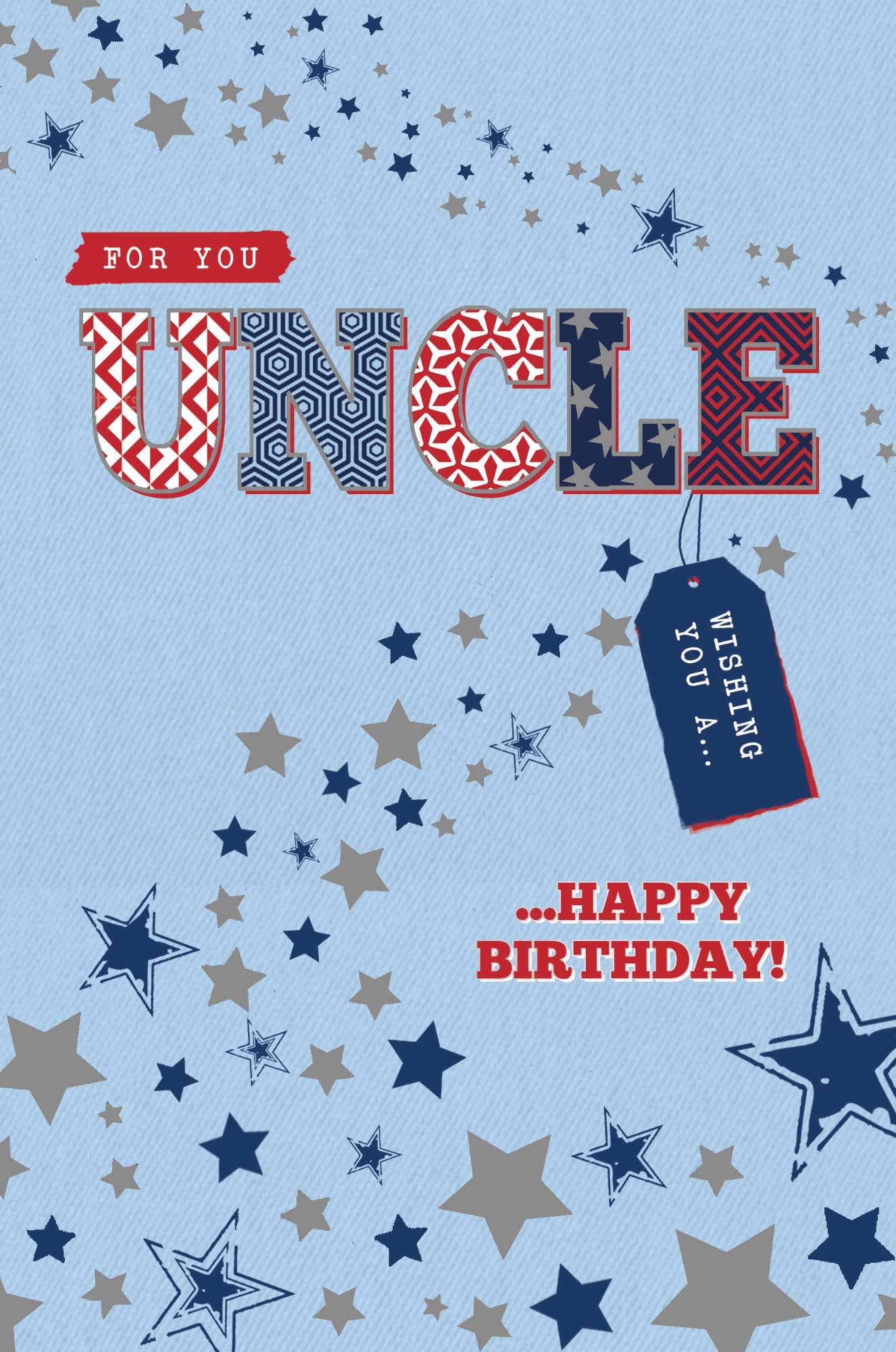 Front of Uncle Swirly Stars Birthday Card