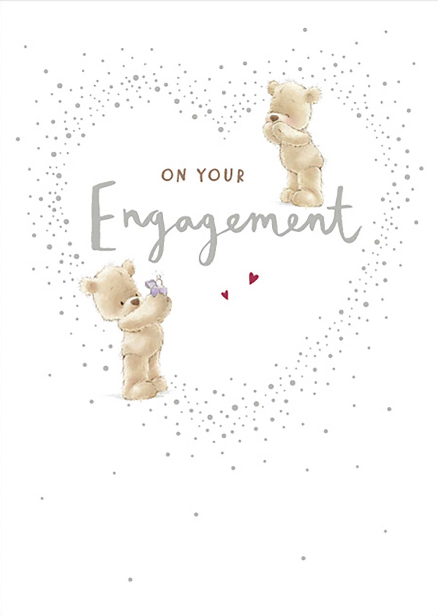 Front of Engagement Ring Cute Teddies Card