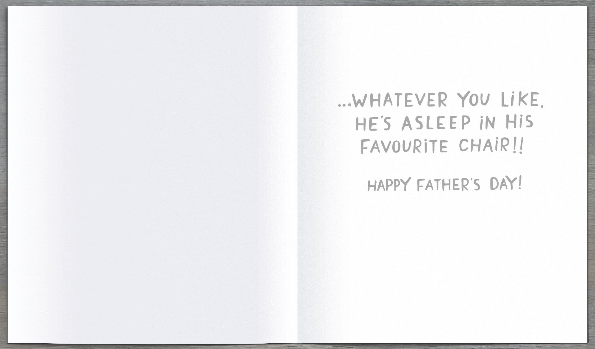 Inside of Dad Asleep Favourite Chair Card