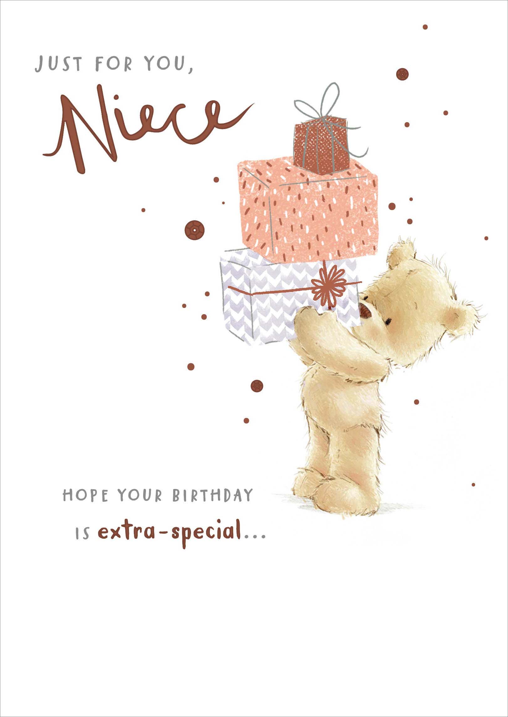Front of For Birthday Niece Cute Bear Greetings Card