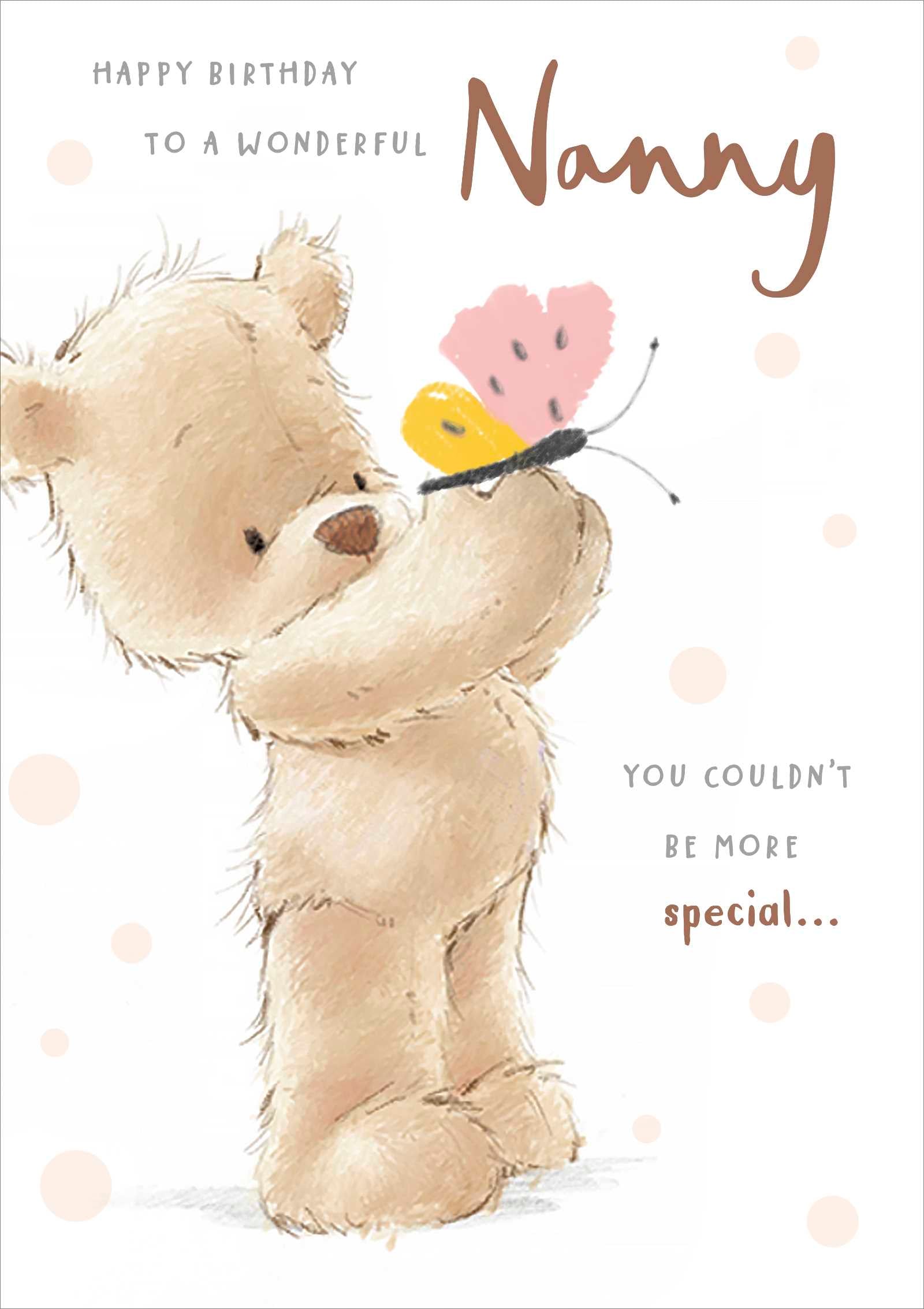 Front of Birthday Wonderful Nanny Cute Teddy Greetings Card
