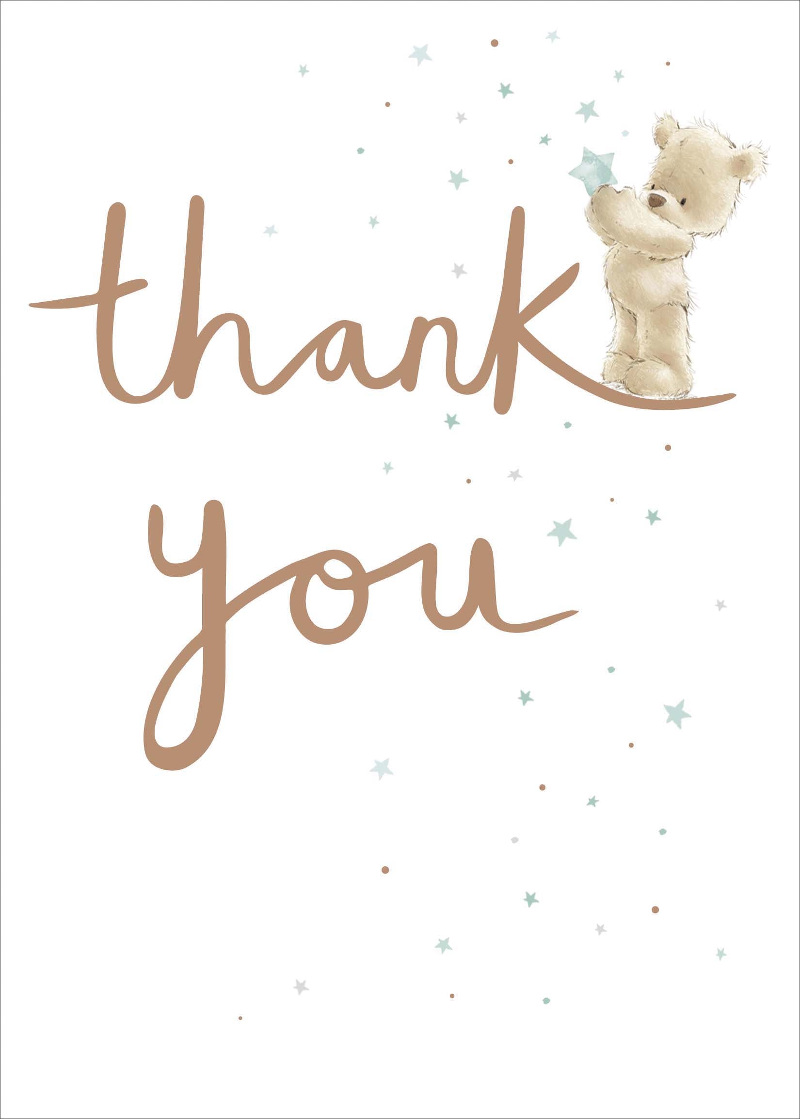 Front of Thank You Cute Stars Teddy Greetings Card