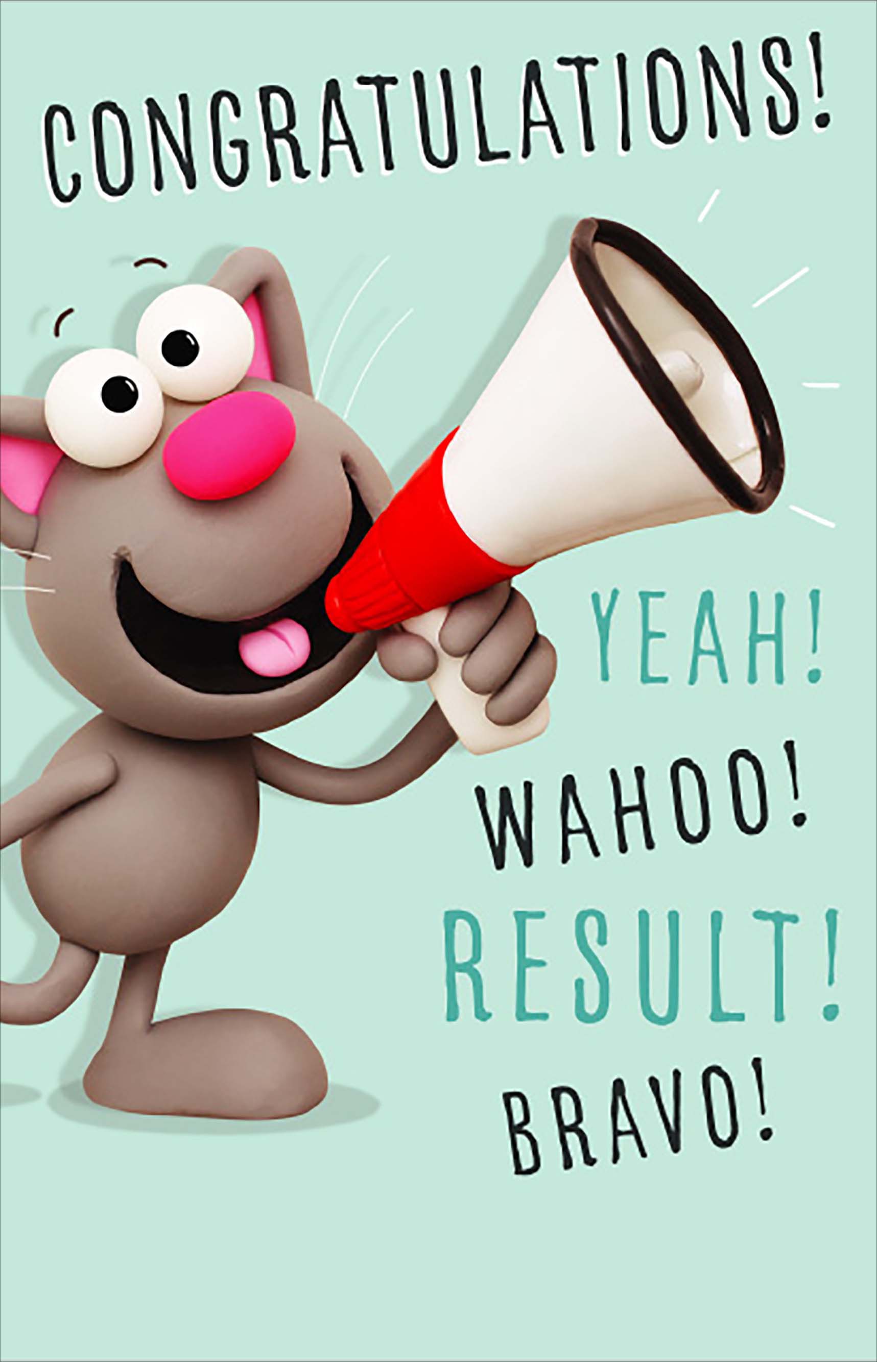 Front of Congratulations Megaphone Funny Greetings Card