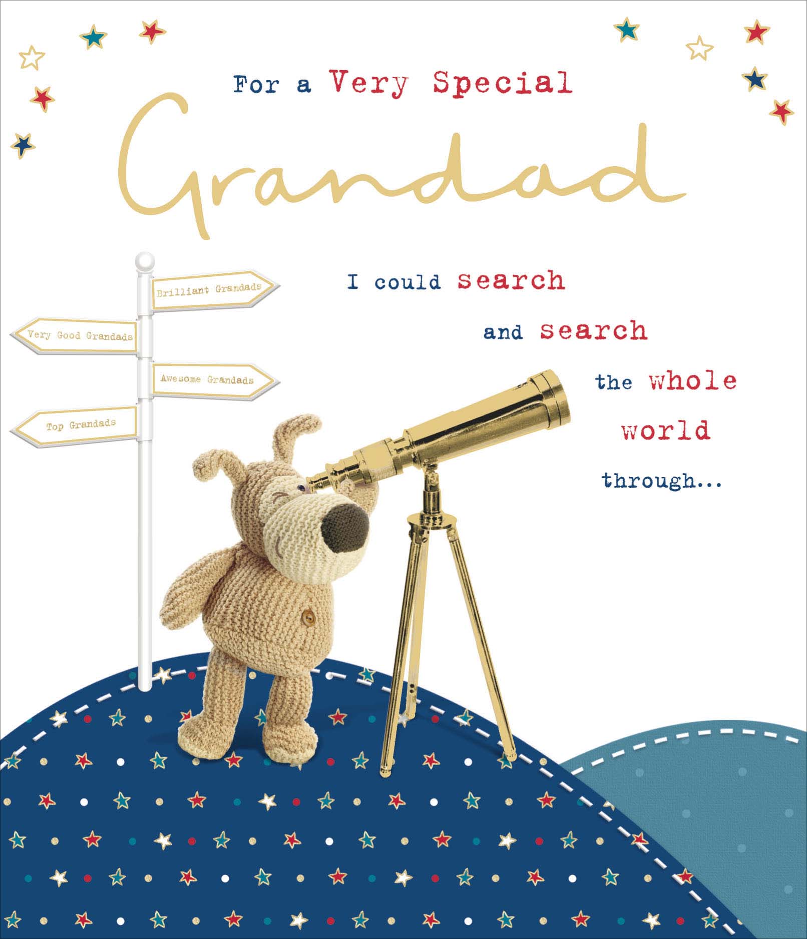 Front of Very Special Grandad Telescope Birthday Greetings Card