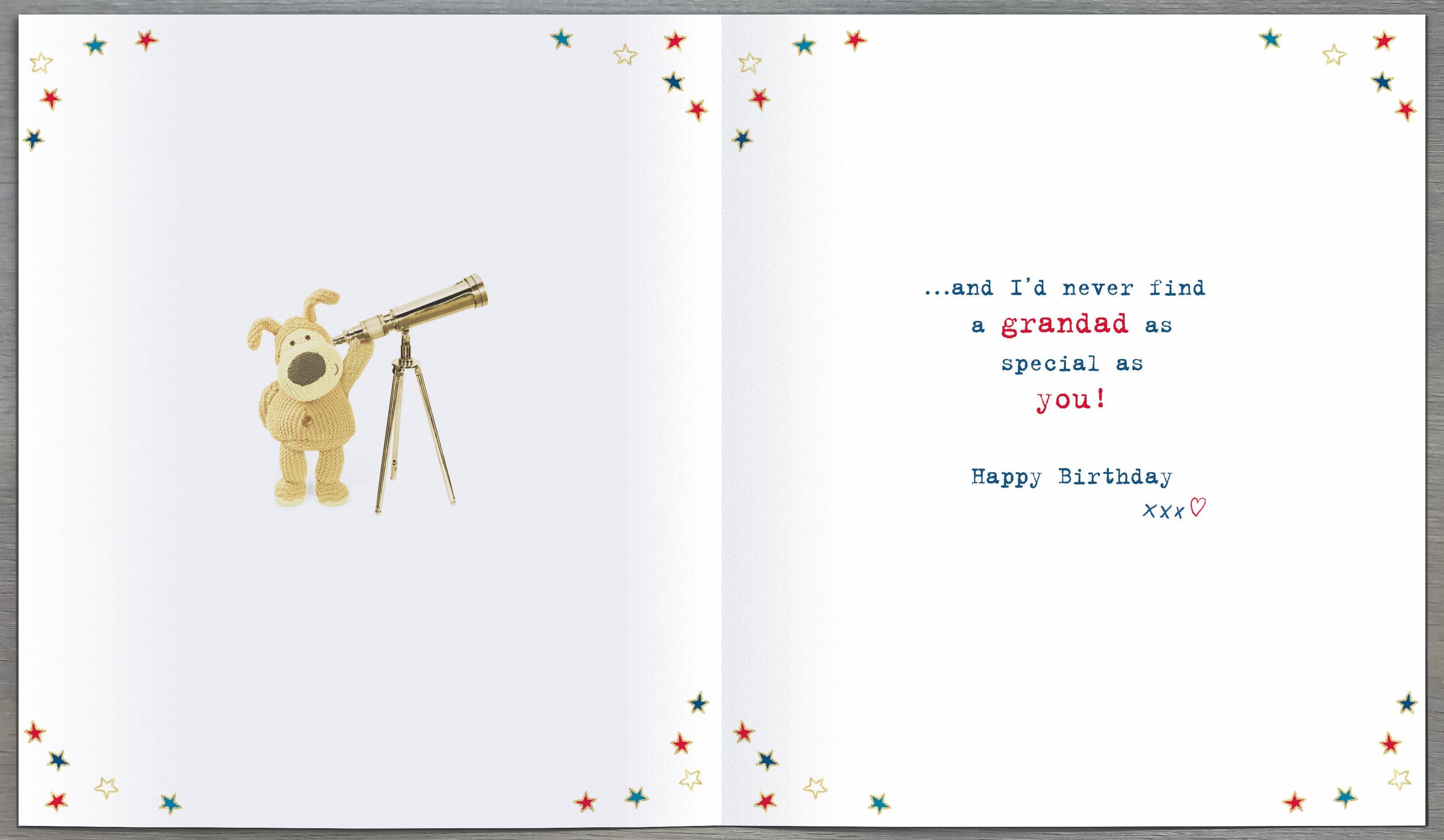 Inside of Very Special Grandad Telescope Birthday Greetings Card