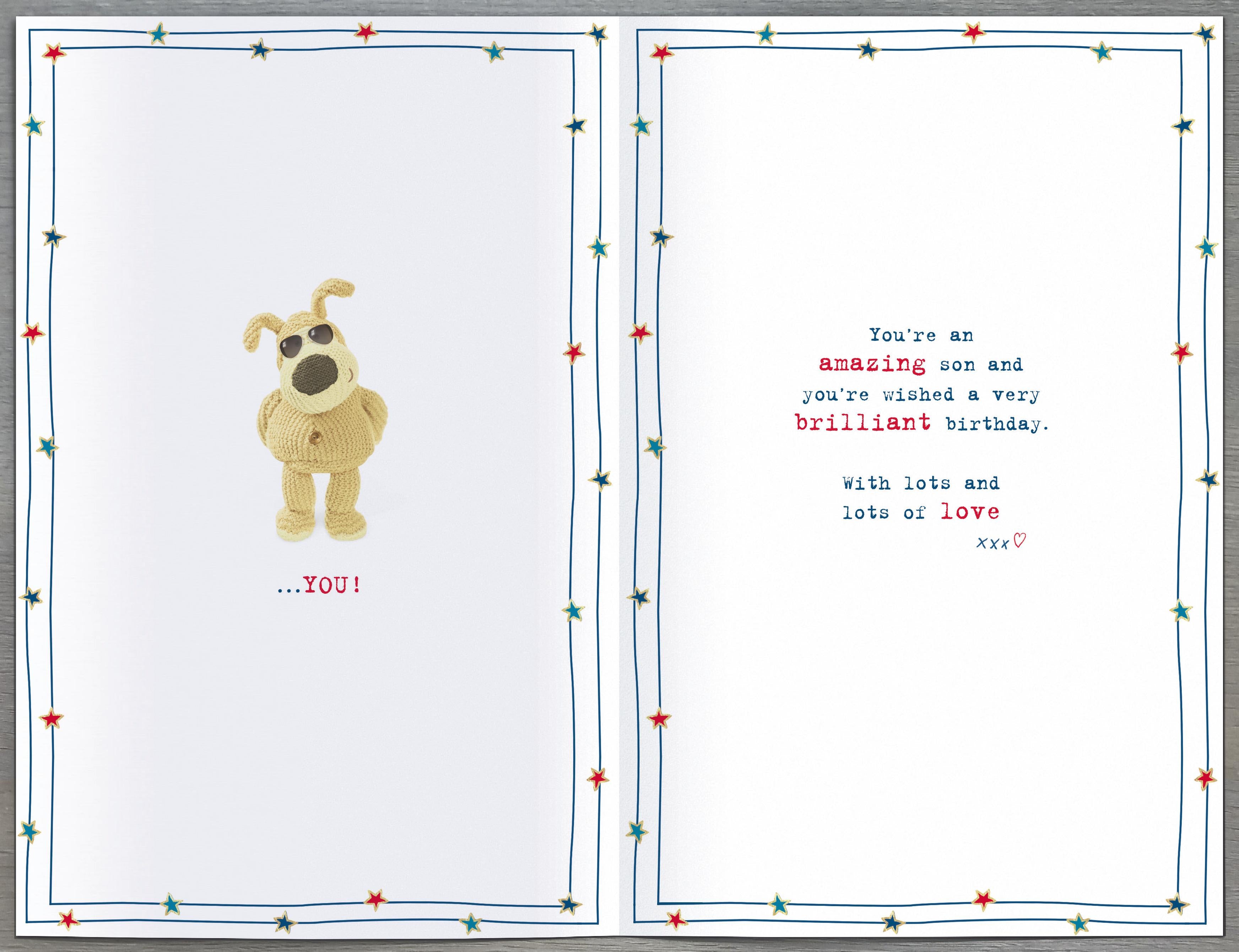 Inside of Award for Best Son Birthday Greetings Card