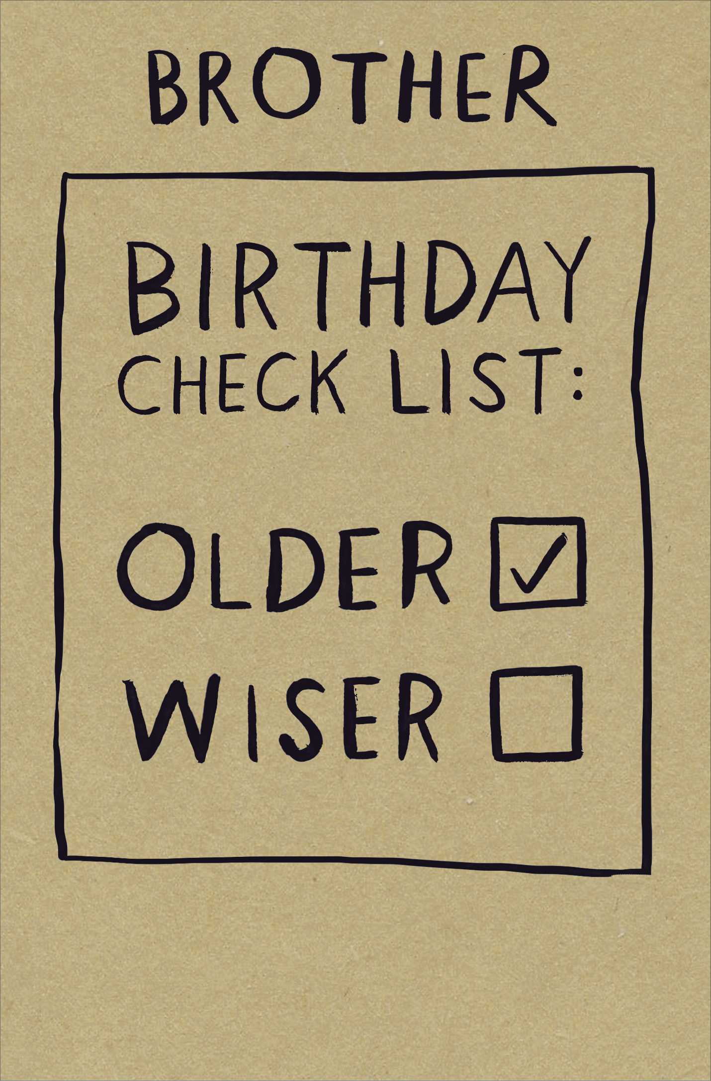 Front of Birthday Brother Check List Greetings Card