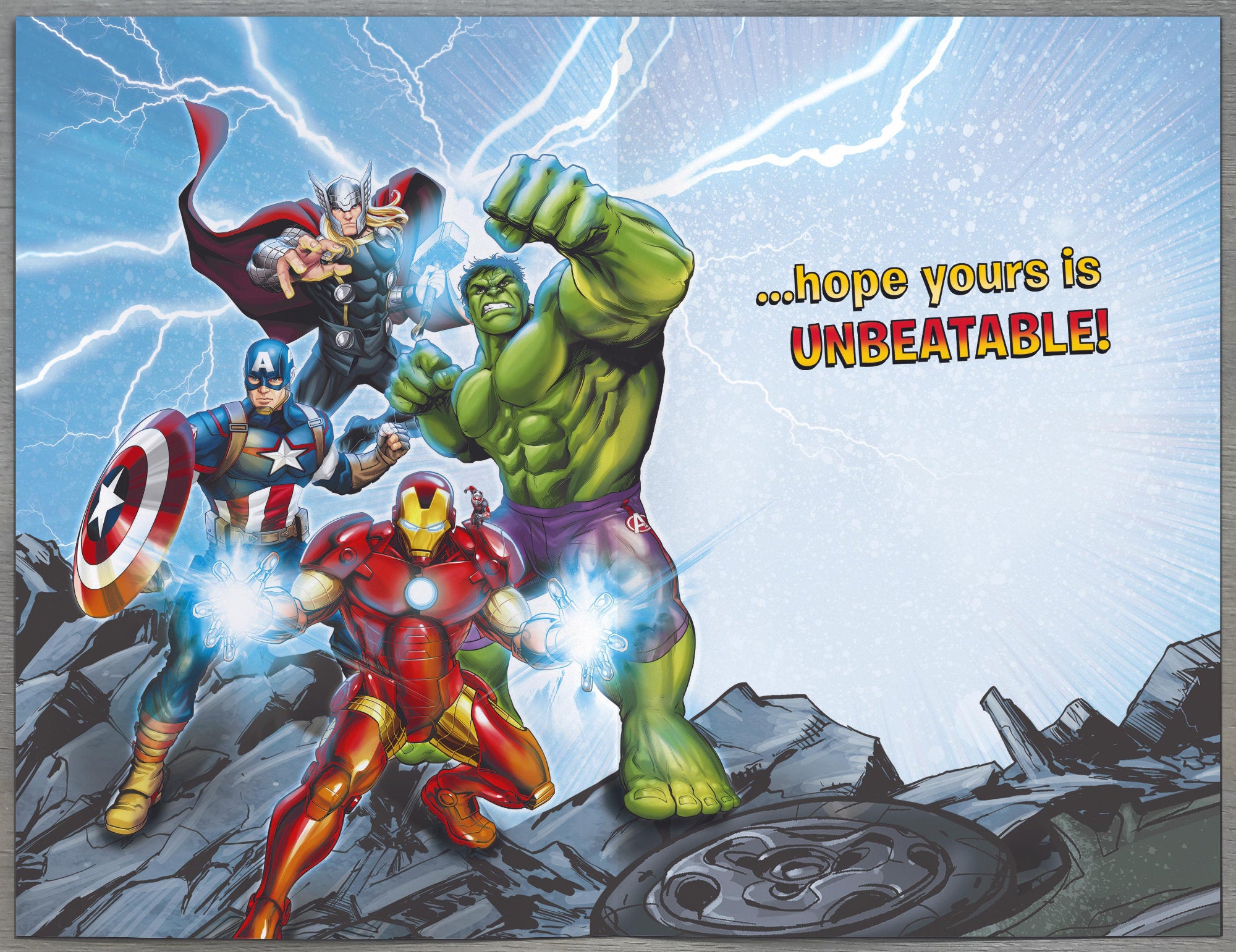 Inside of Grandson Unbeatable Avengers Birthday Card