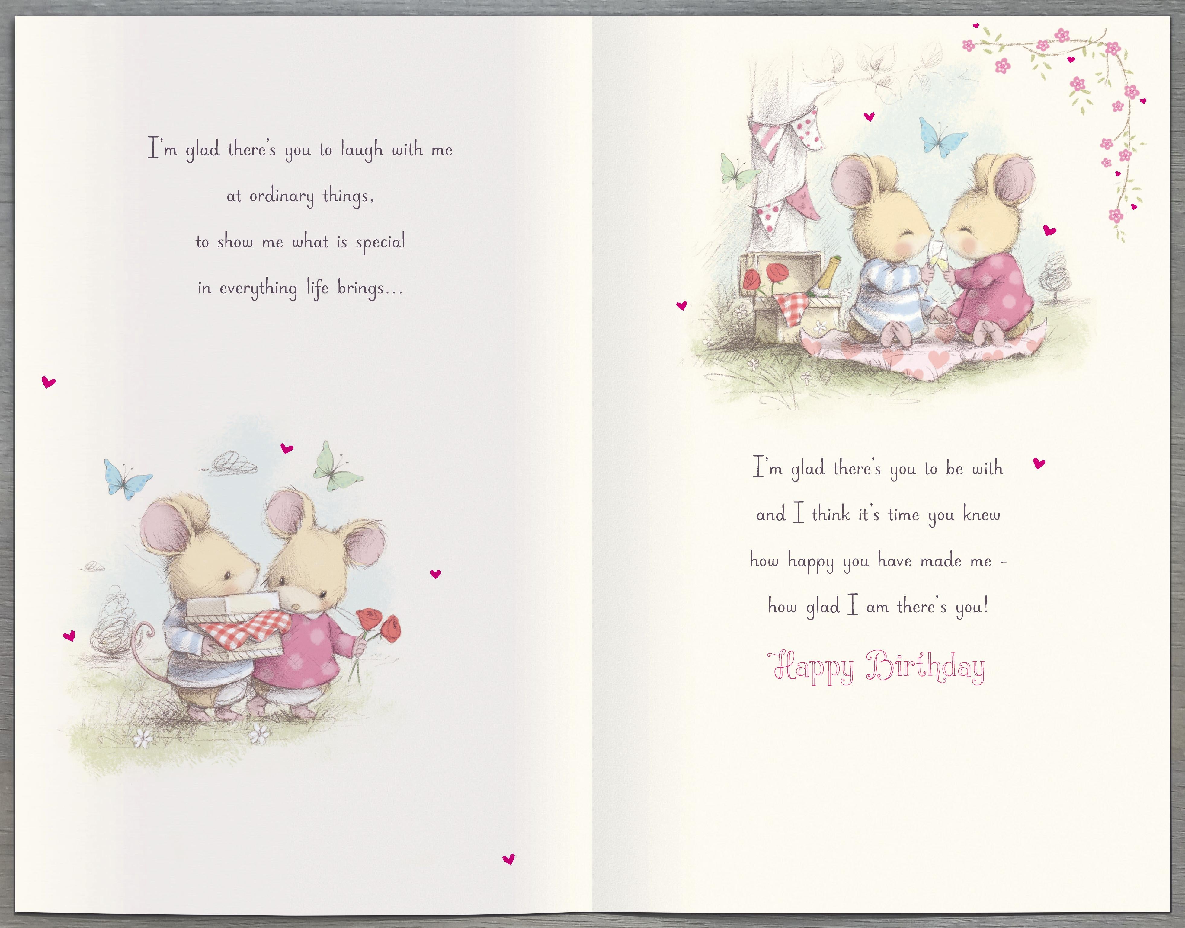 Inside of Lovely Wife Mice Boat Birthday Greetings Card