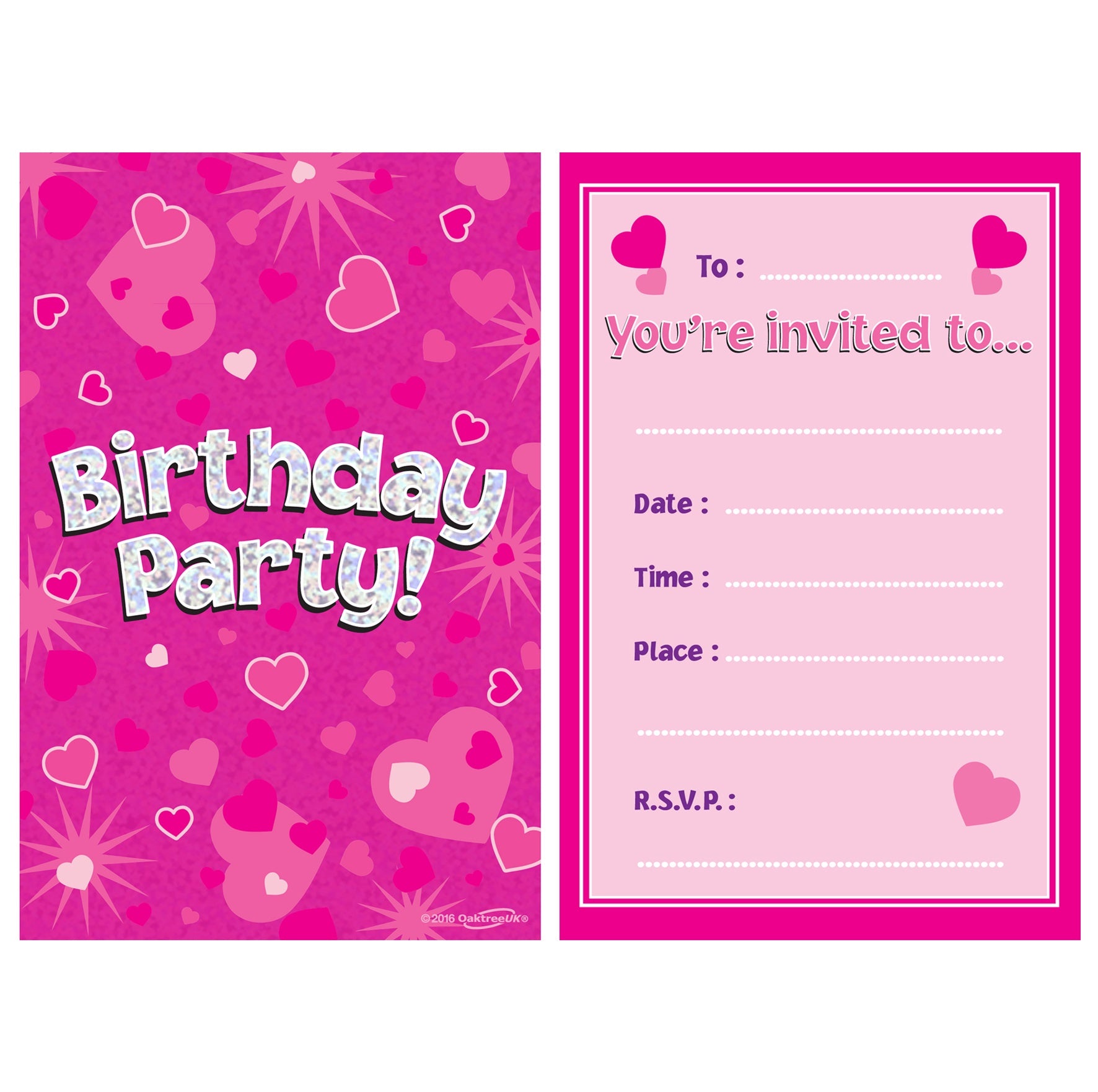 Birthday Pink Holographic Invitations
