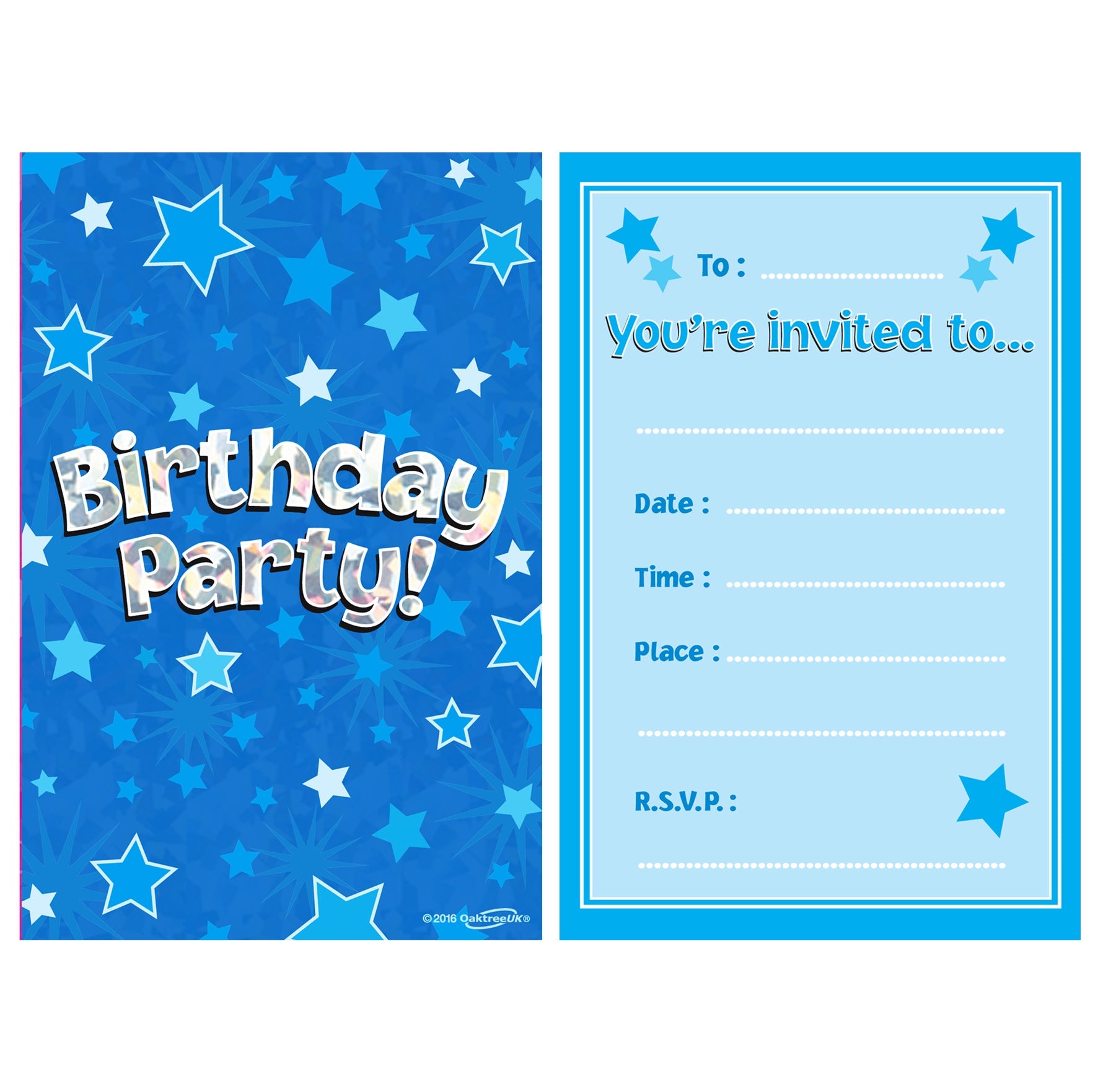 Birthday Blue Holographic Invitations