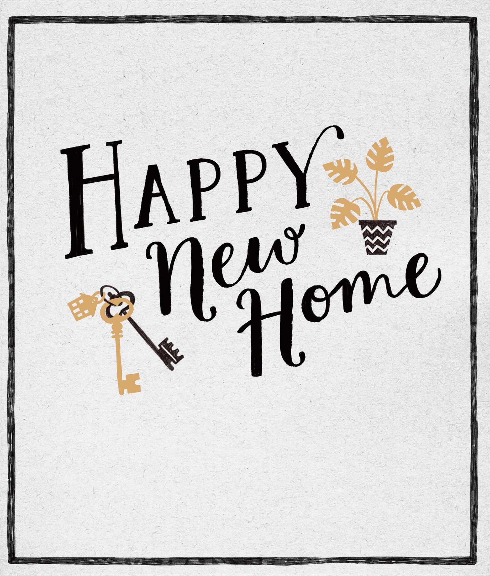 Front of Happy New Home Keys Pot Greetings Card