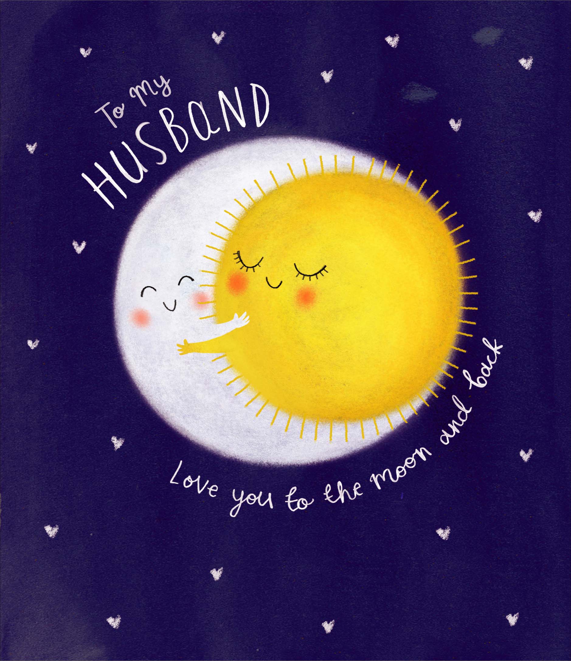 Front of Husband Moon And Back Birthday Greetings Card