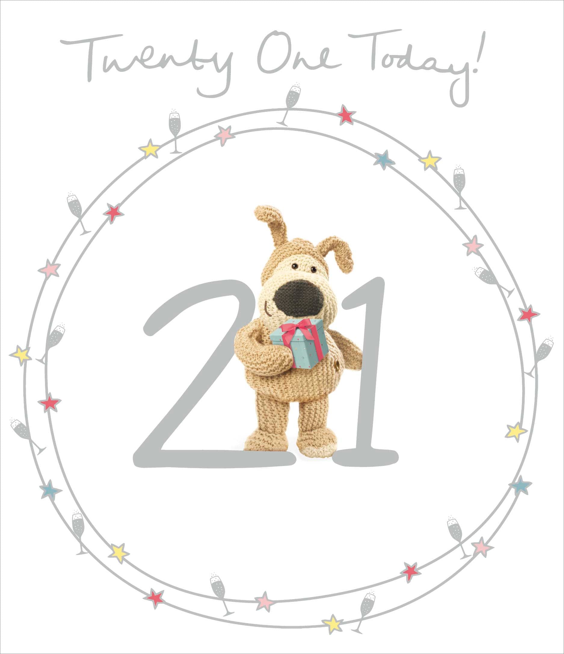 Front of Twenty One Today Boofle with 21 Present Greetings Card