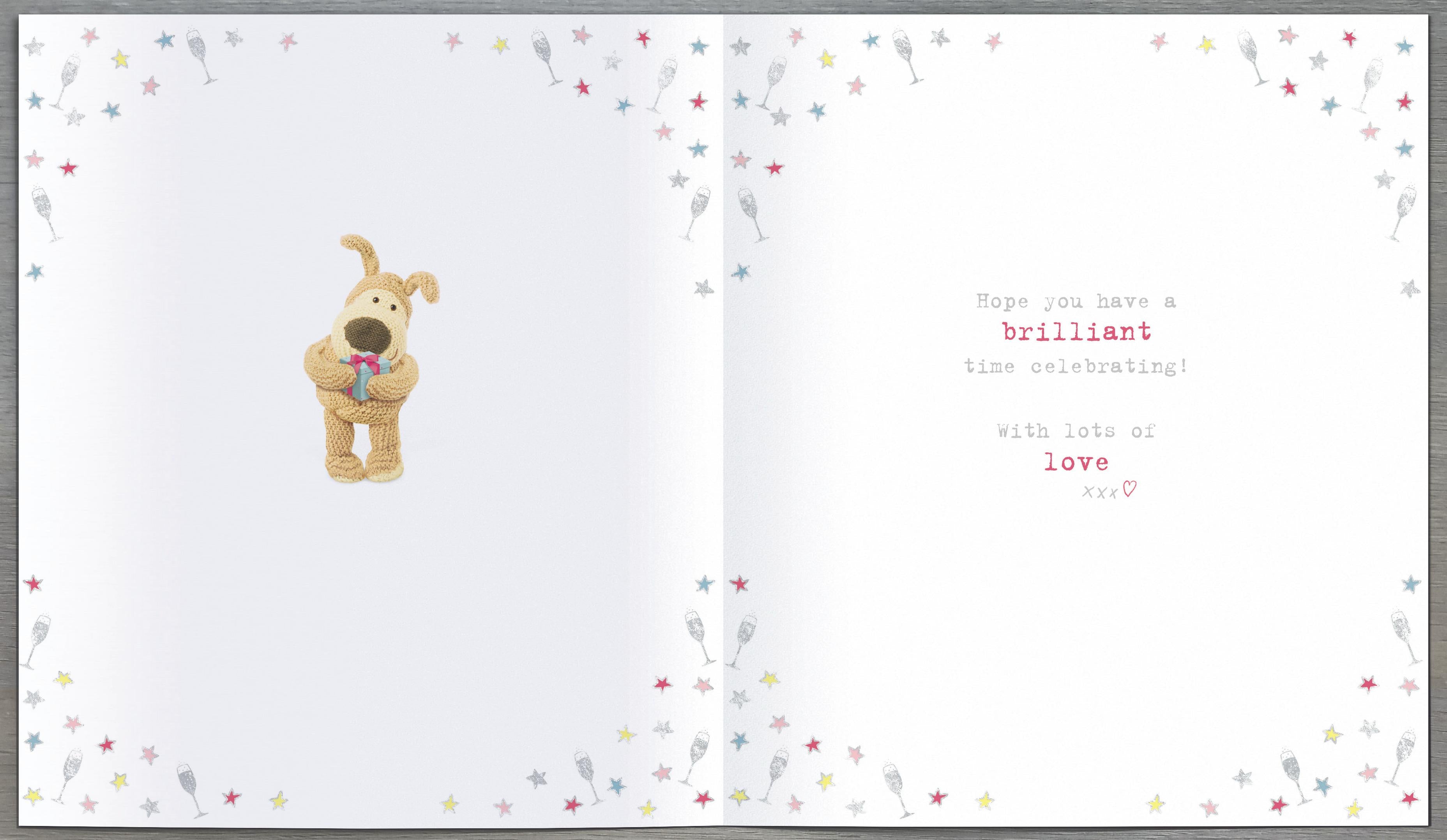 Inside of Twenty One Today Boofle with 21 Present Greetings Card