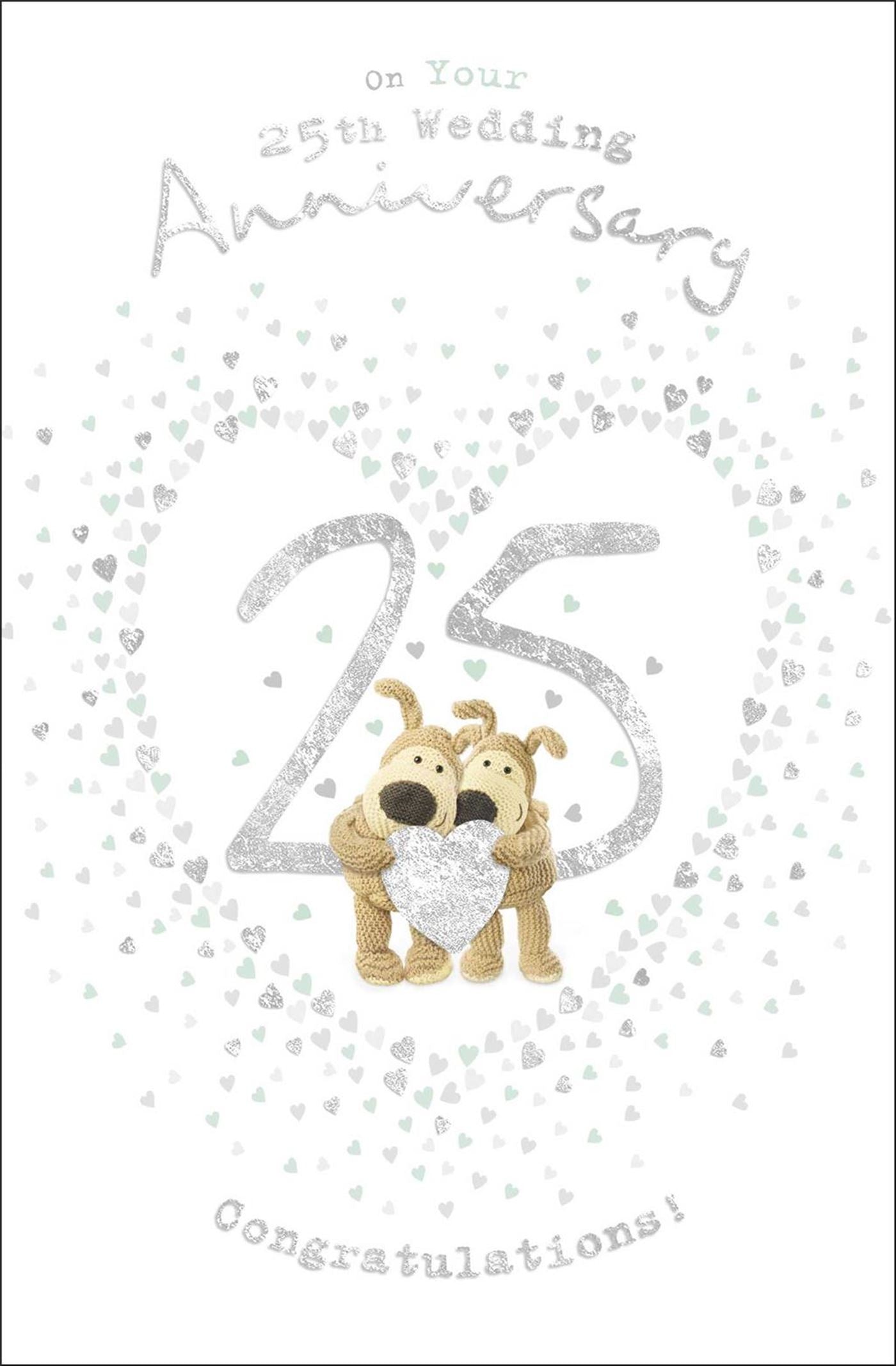 Front of Anniversary 25th Teddies Congratulations Greetings Card