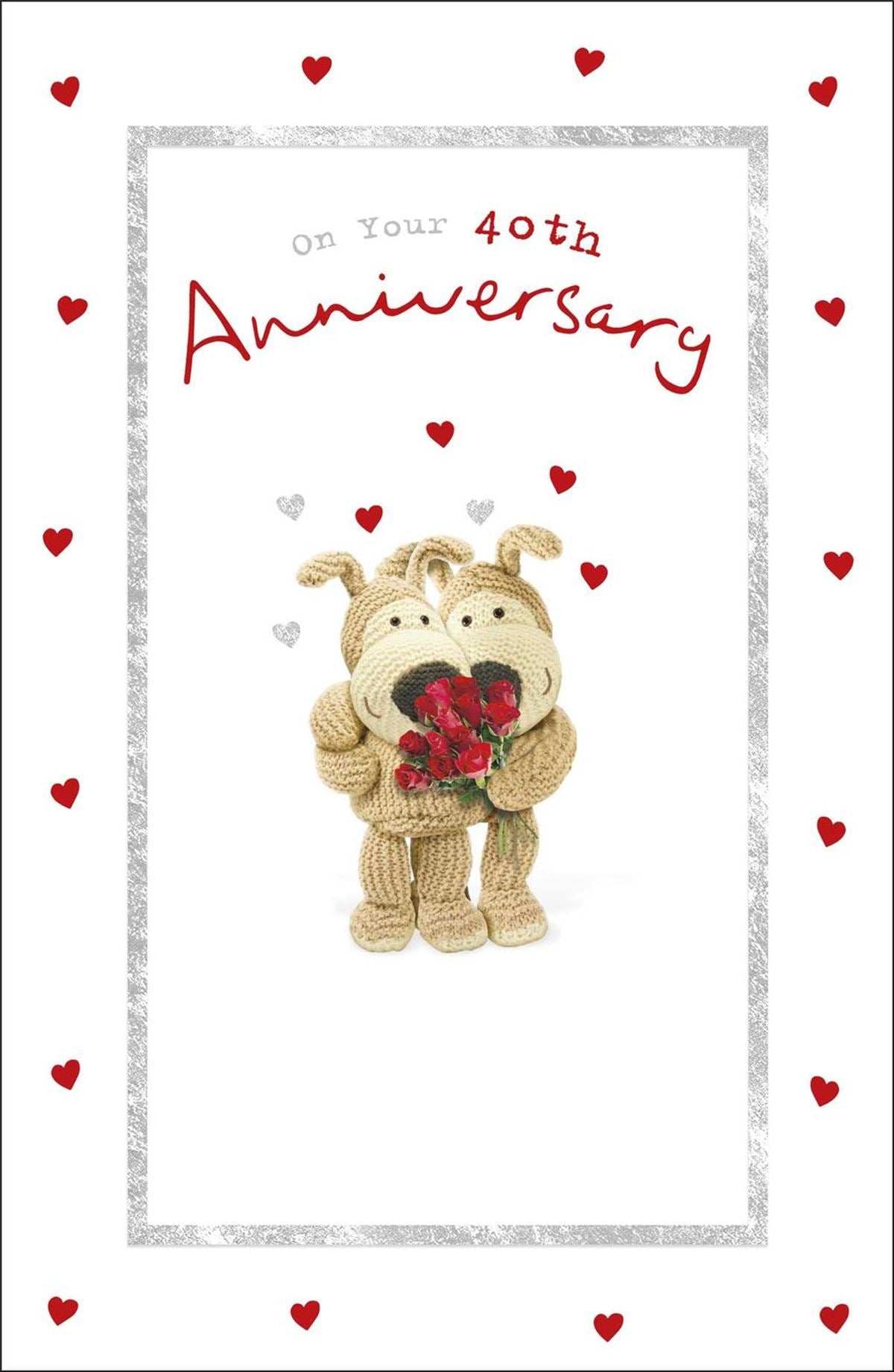 Front of Anniversary Wedding 40th Cute Greetings Card