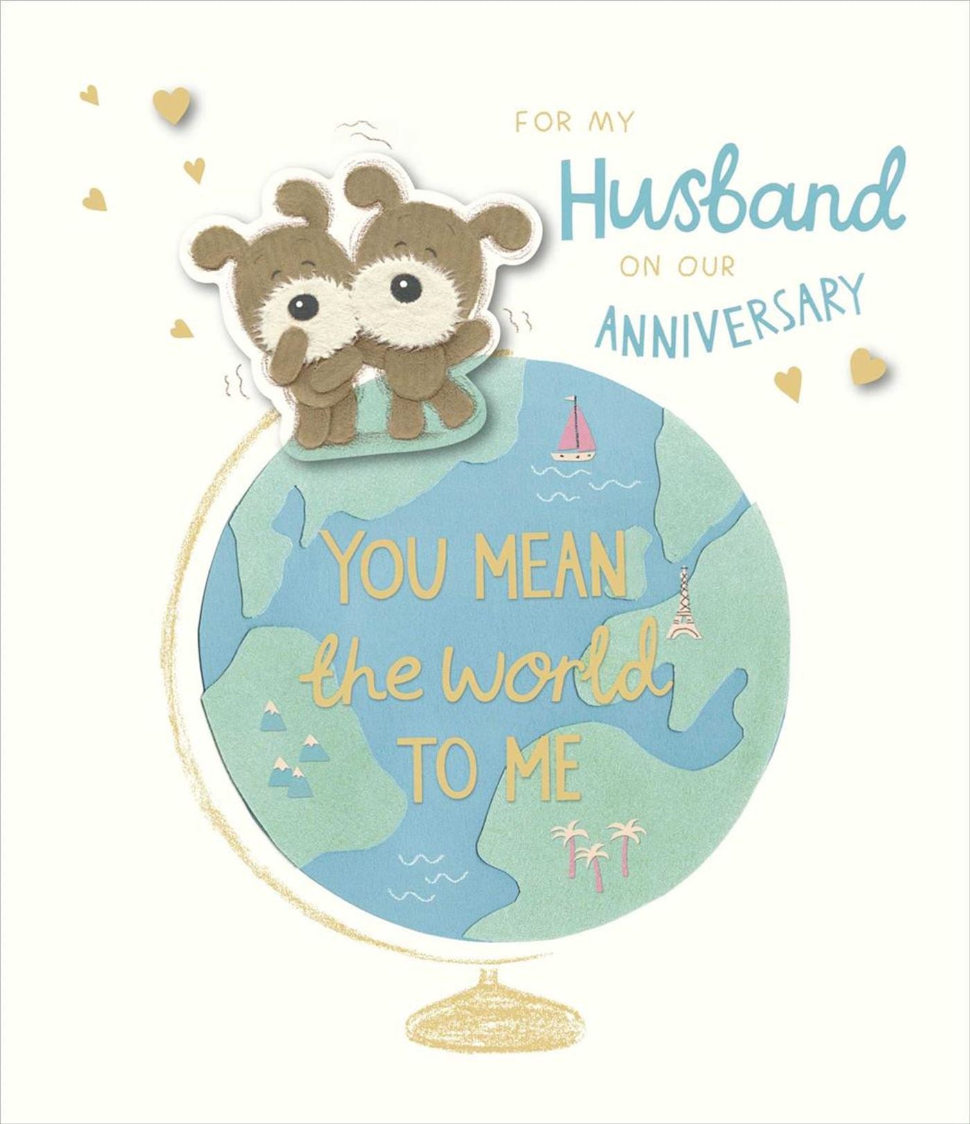 Front of Anniversary Husband World To Me Greetings Card