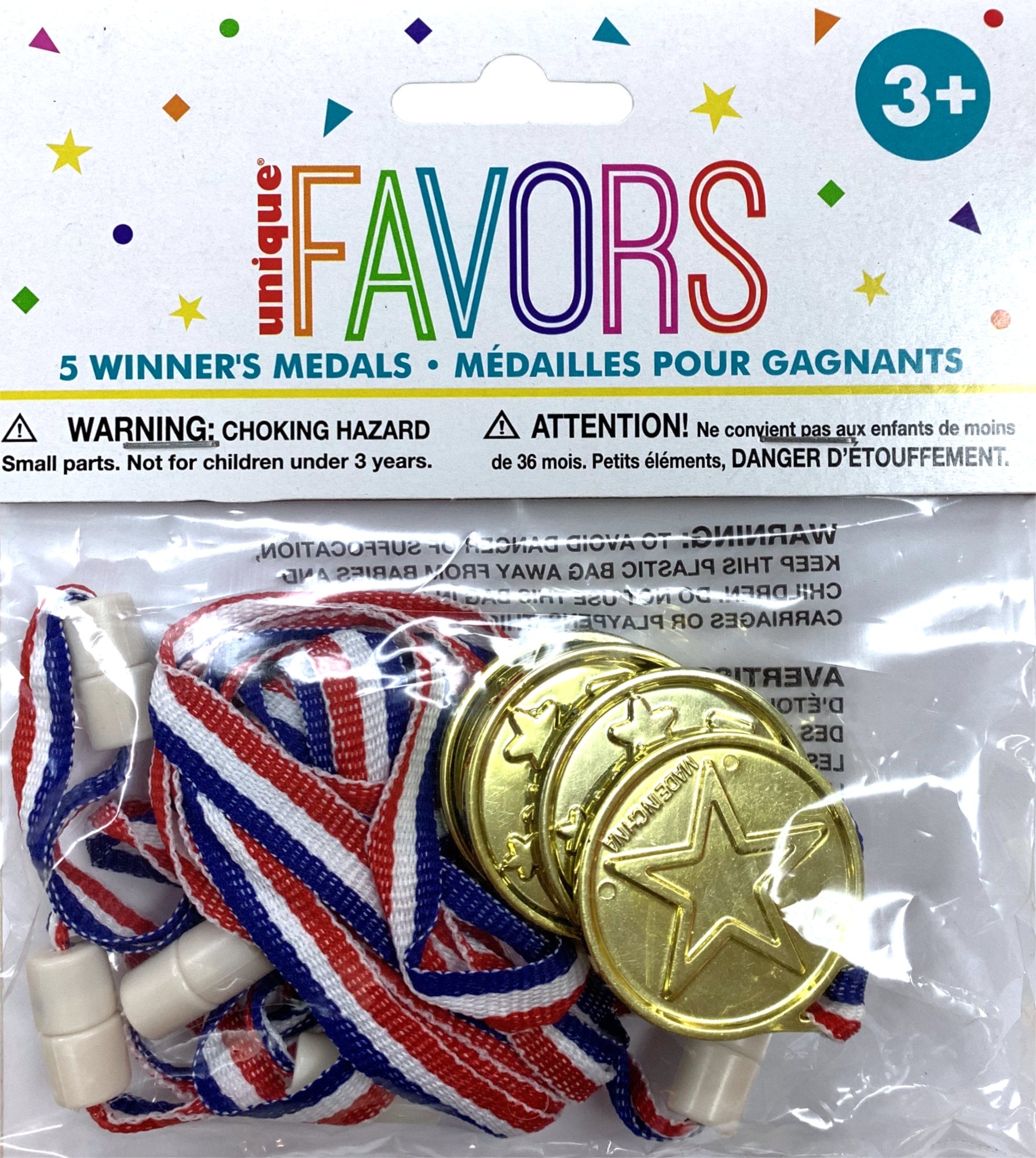 Pack of 5 Winner's Gold Medals Favors