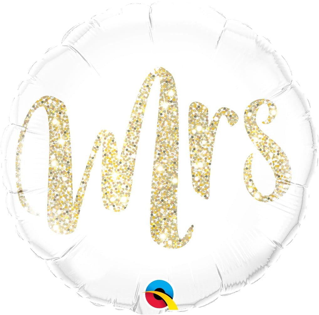 Image of Mrs Glitter Gold Round Balloon