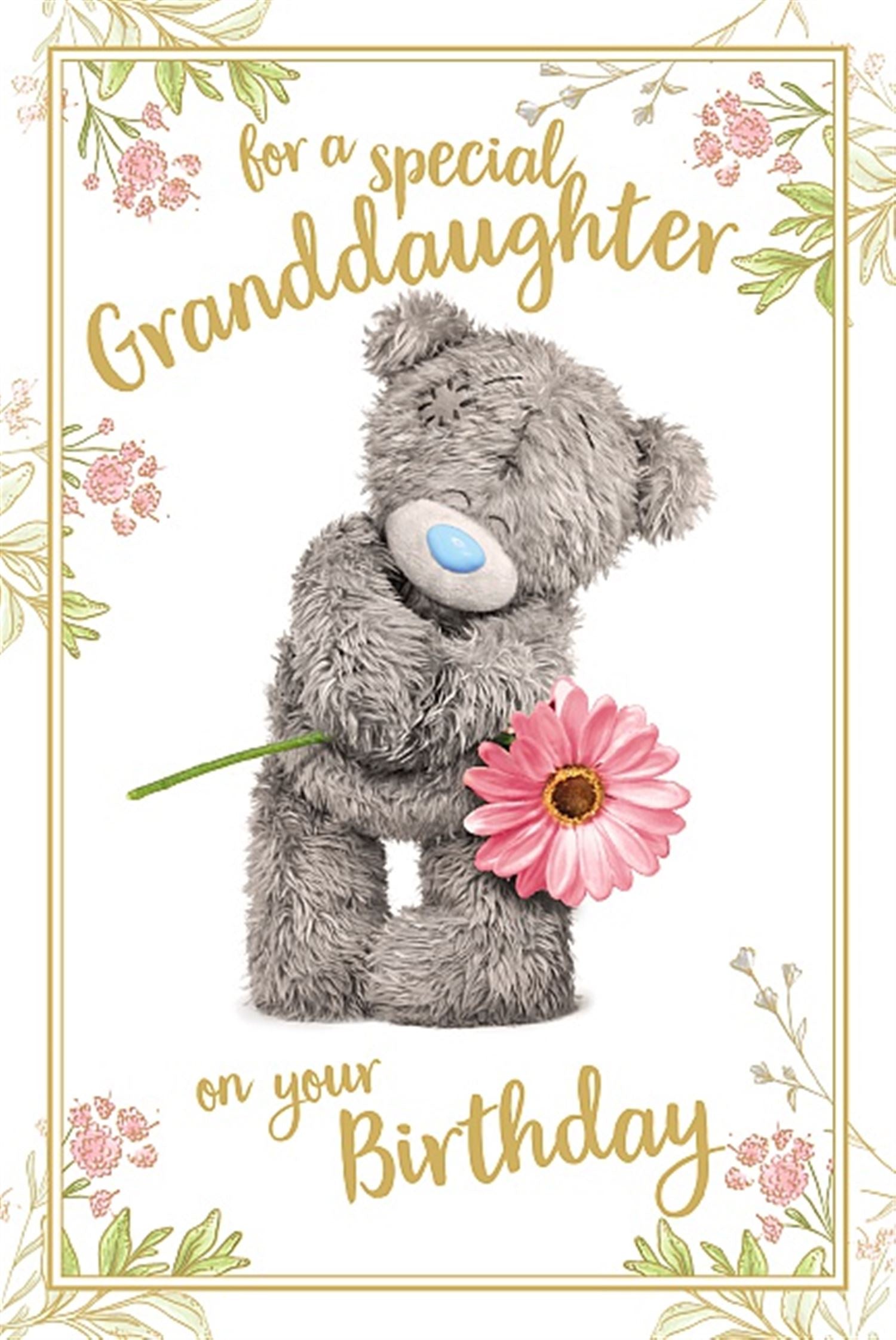 Special Granddaughter Bear Flower Card
