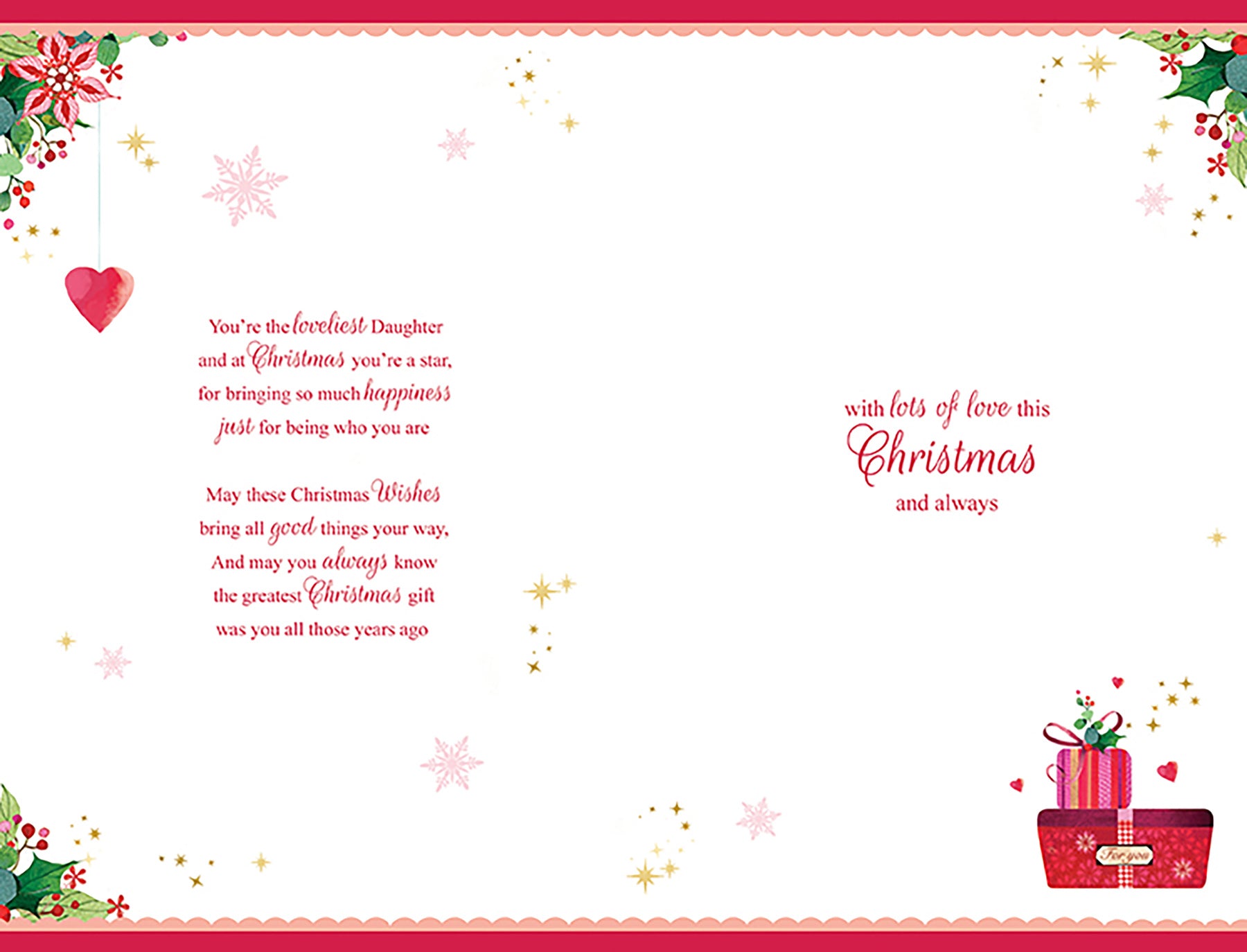 Inside of Daughter Stack of Presents Card