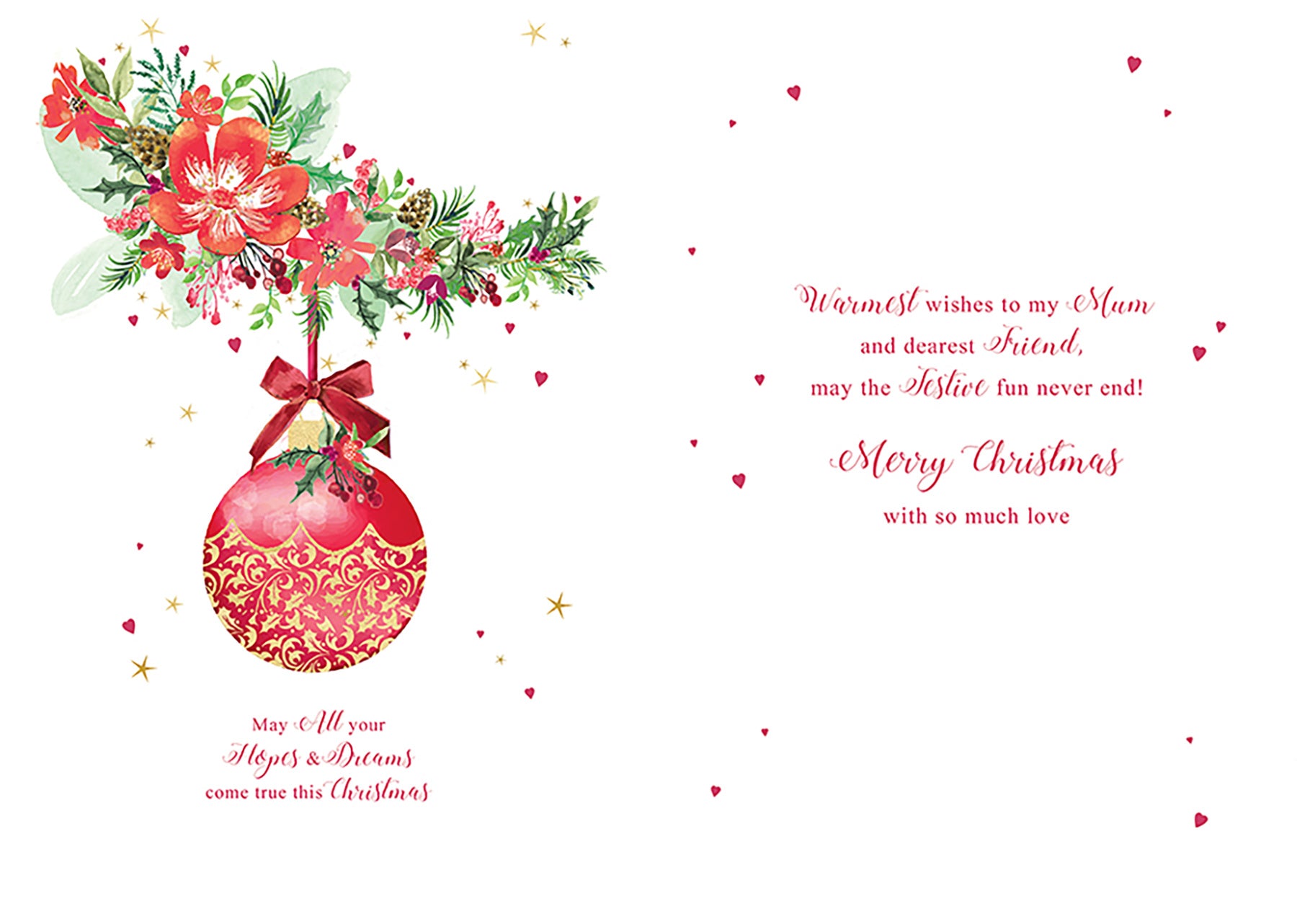 Inside of Mum Bauble Hanging Card