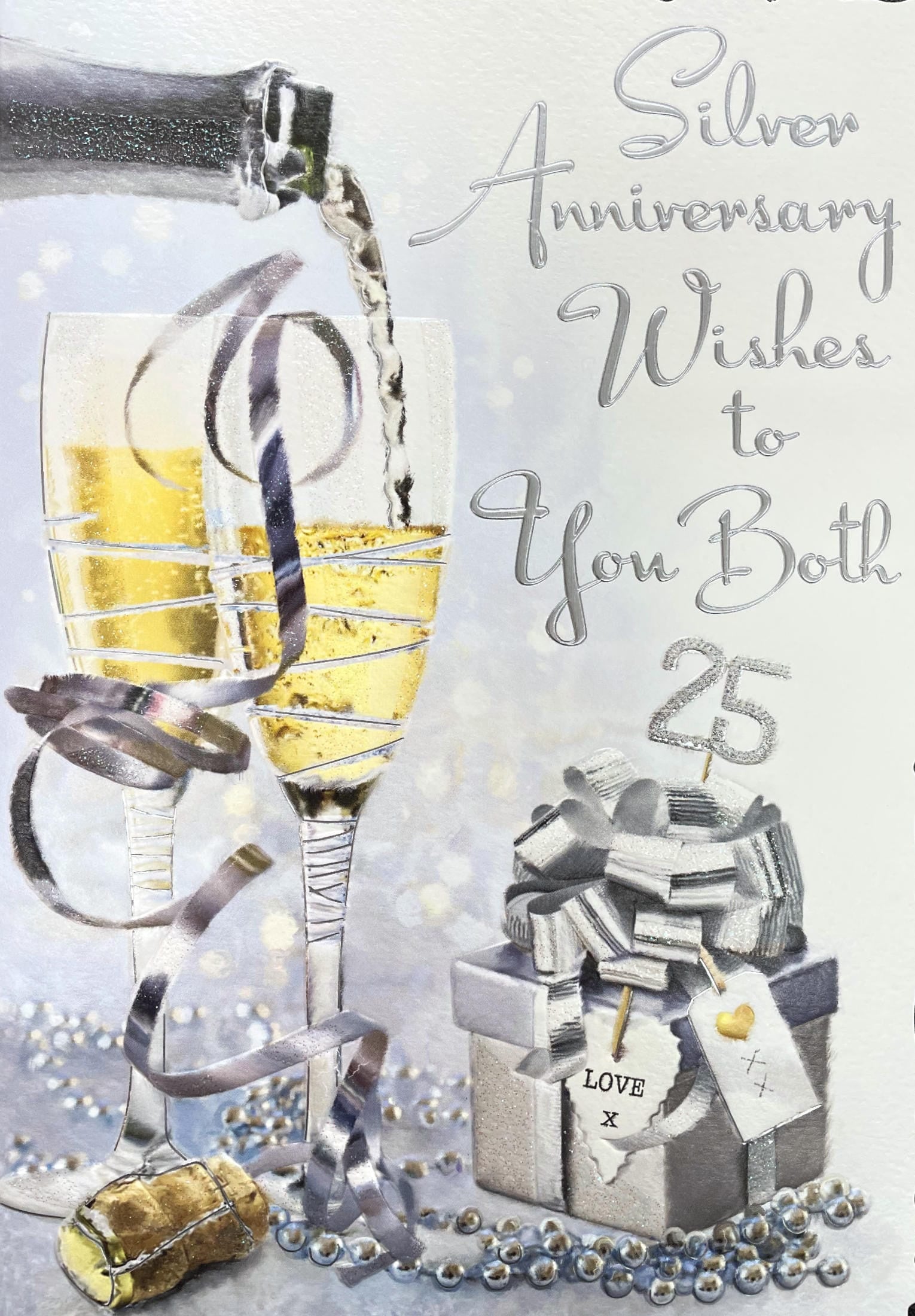 Front of 25th Silver Anniversary Wishes Toast Card