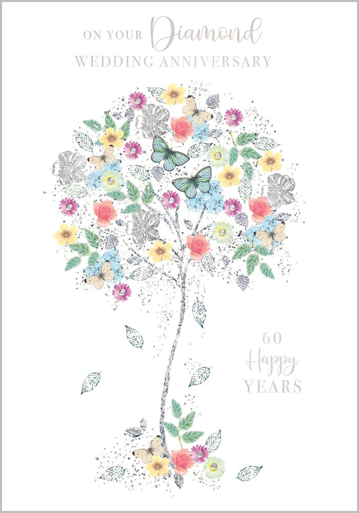Front of Diamond Wedding Anniversary Tree Card