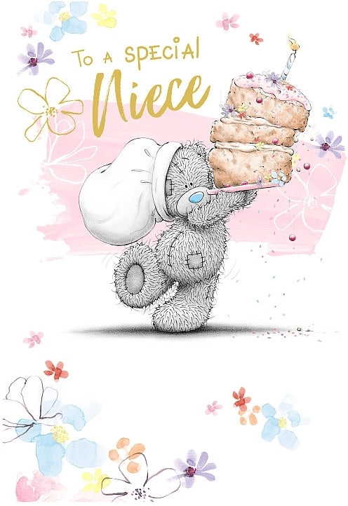 Niece Birthday Bear Carrying Cake Card by Me to You